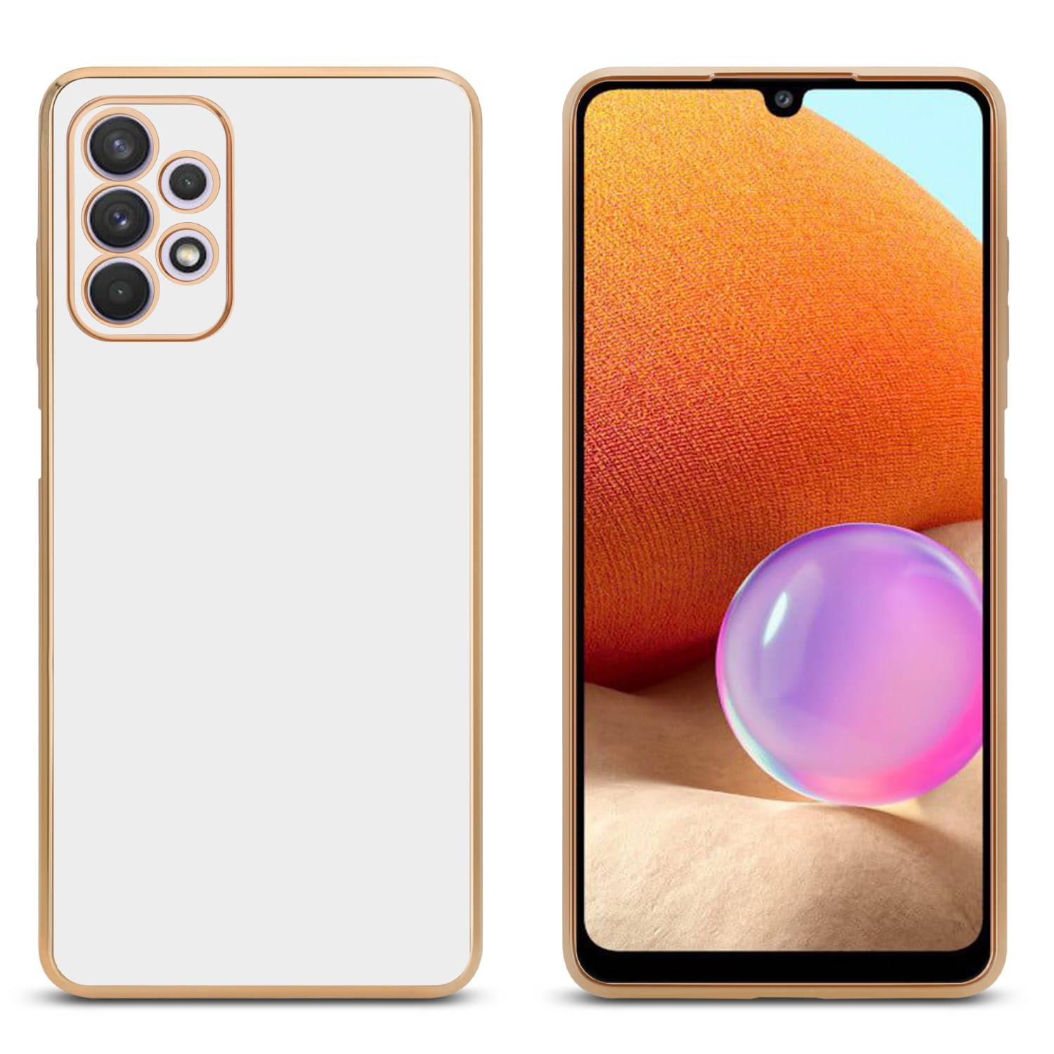 Cadorabo Schutzhülle für Samsung Galaxy A32 5G Hülle in Weiß Handyhülle TPU Silikon Kameraschutz Etui Case