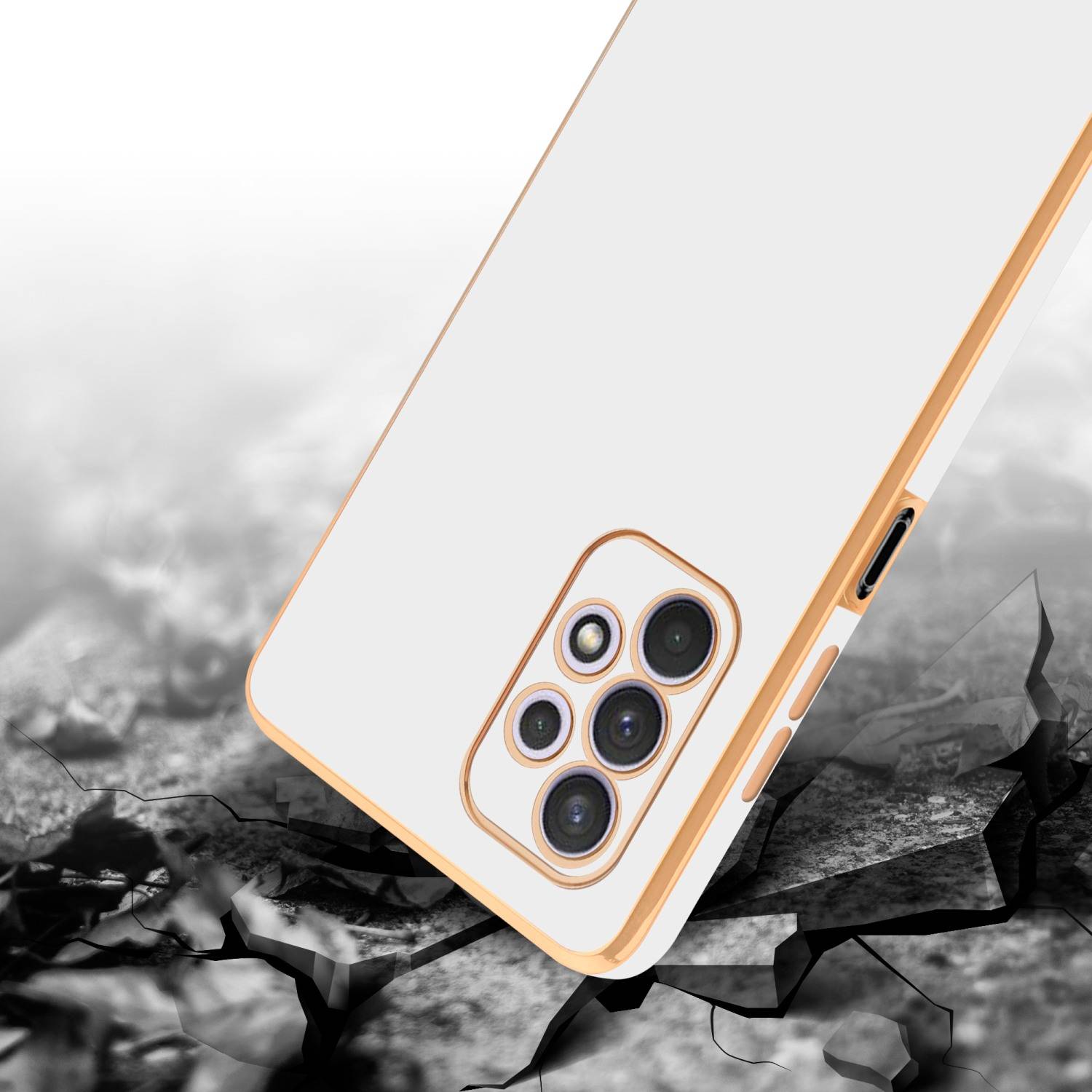 Cadorabo Schutzhülle für Samsung Galaxy A32 5G Hülle in Weiß Handyhülle TPU Silikon Kameraschutz Etui Case