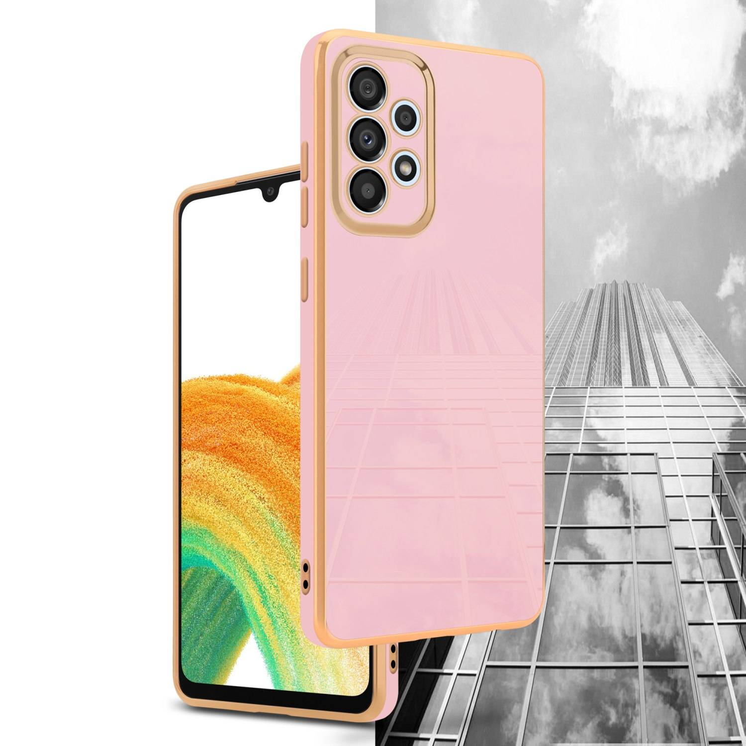 Cadorabo Schutzhülle für Samsung Galaxy A33 5G Hülle in Rosa Handyhülle TPU Silikon Kameraschutz Etui Case
