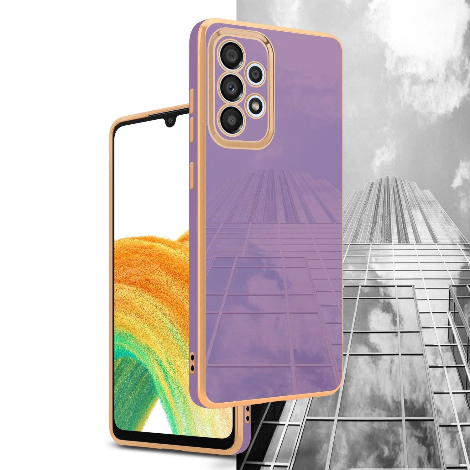 Cadorabo Schutzhülle für Samsung Galaxy A33 5G Hülle in Lila Handyhülle TPU Silikon Kameraschutz Etui Case