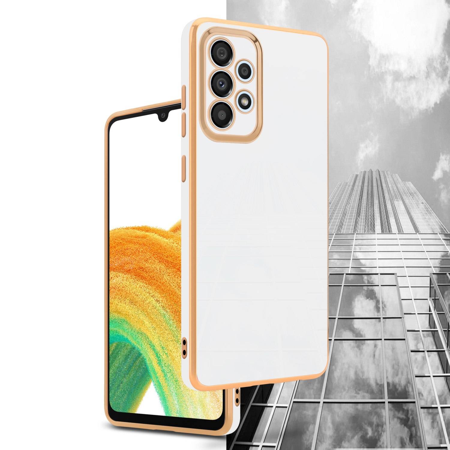 Cadorabo Schutzhülle für Samsung Galaxy A33 5G Hülle in Weiß Handyhülle TPU Silikon Kameraschutz Etui Case