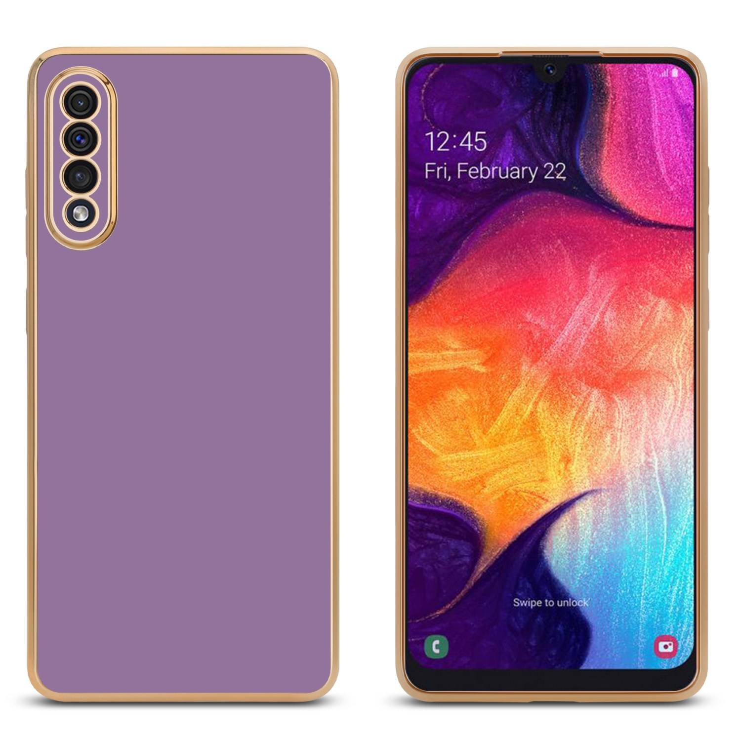 Cadorabo Schutzhülle für Samsung Galaxy A50 4G / A50s / A30s Hülle in Lila Handyhülle TPU Silikon Kameraschutz Etui Case