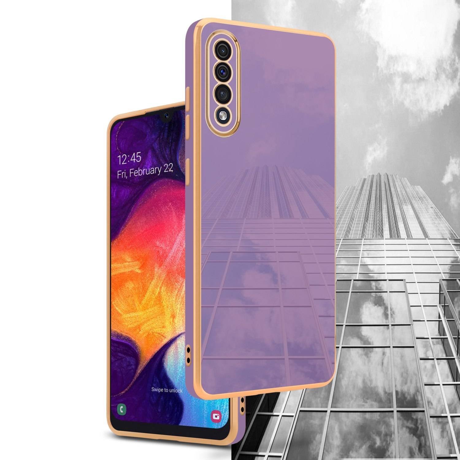 Cadorabo Schutzhülle für Samsung Galaxy A50 4G / A50s / A30s Hülle in Lila Handyhülle TPU Silikon Kameraschutz Etui Case