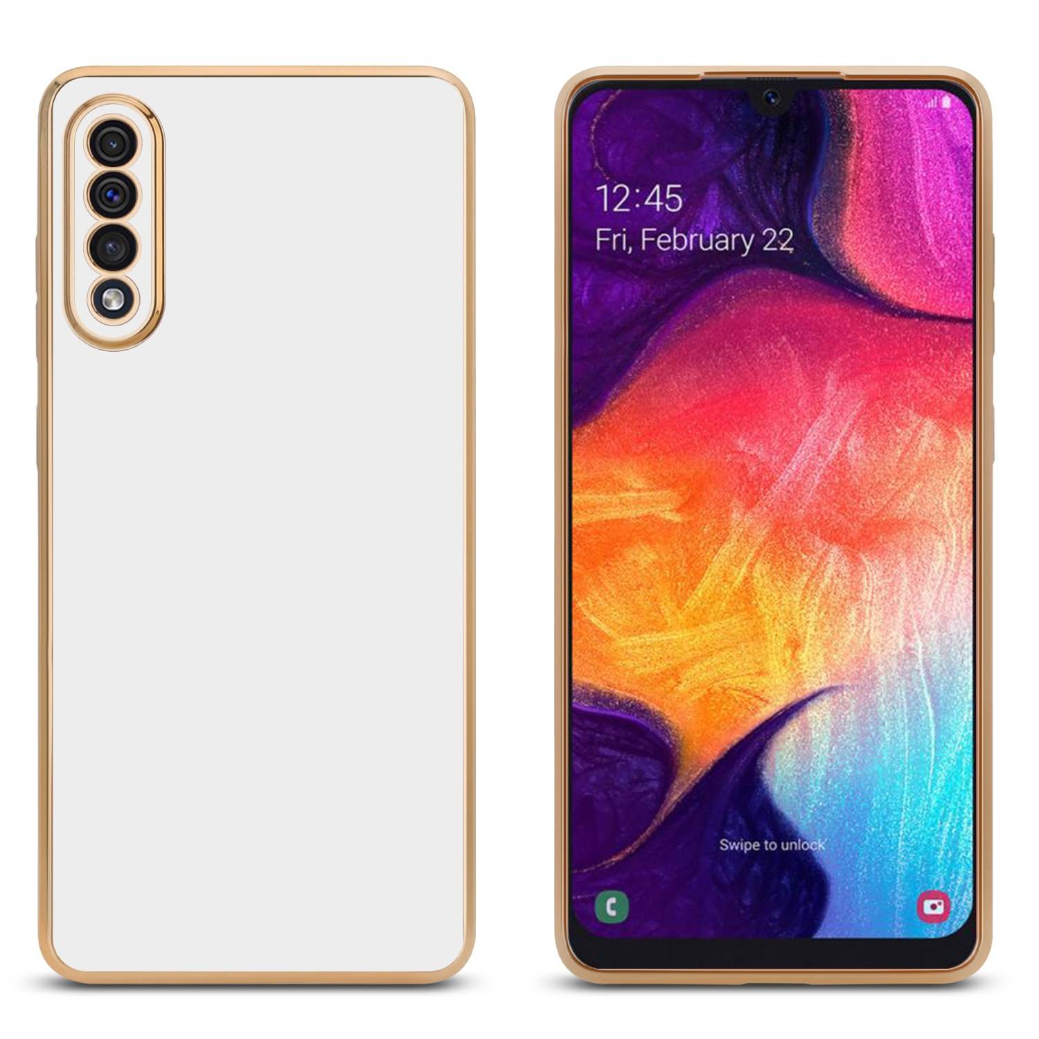 Cadorabo Schutzhülle für Samsung Galaxy A50 4G / A50s / A30s Hülle in Weiß Handyhülle TPU Silikon Kameraschutz Etui Case