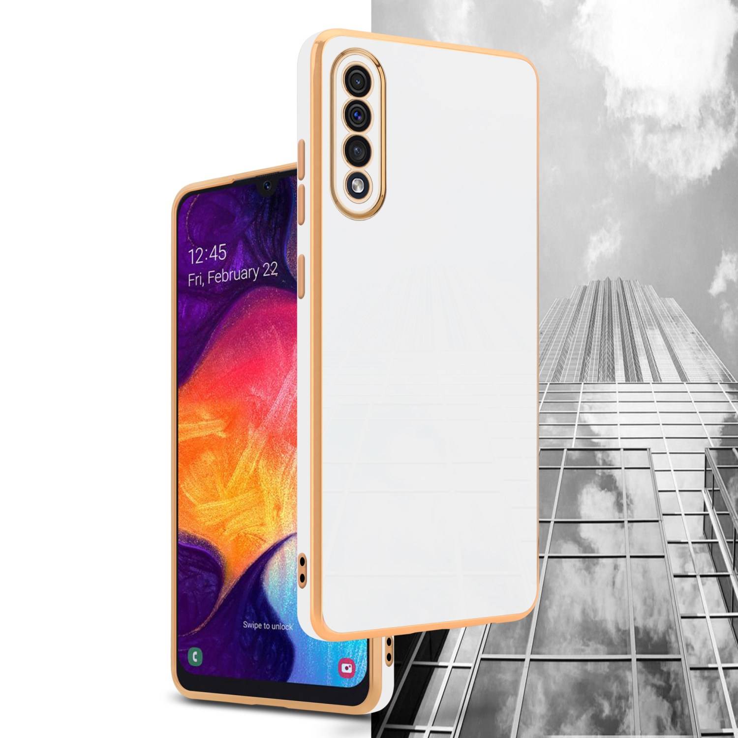 Cadorabo Schutzhülle für Samsung Galaxy A50 4G / A50s / A30s Hülle in Weiß Handyhülle TPU Silikon Kameraschutz Etui Case