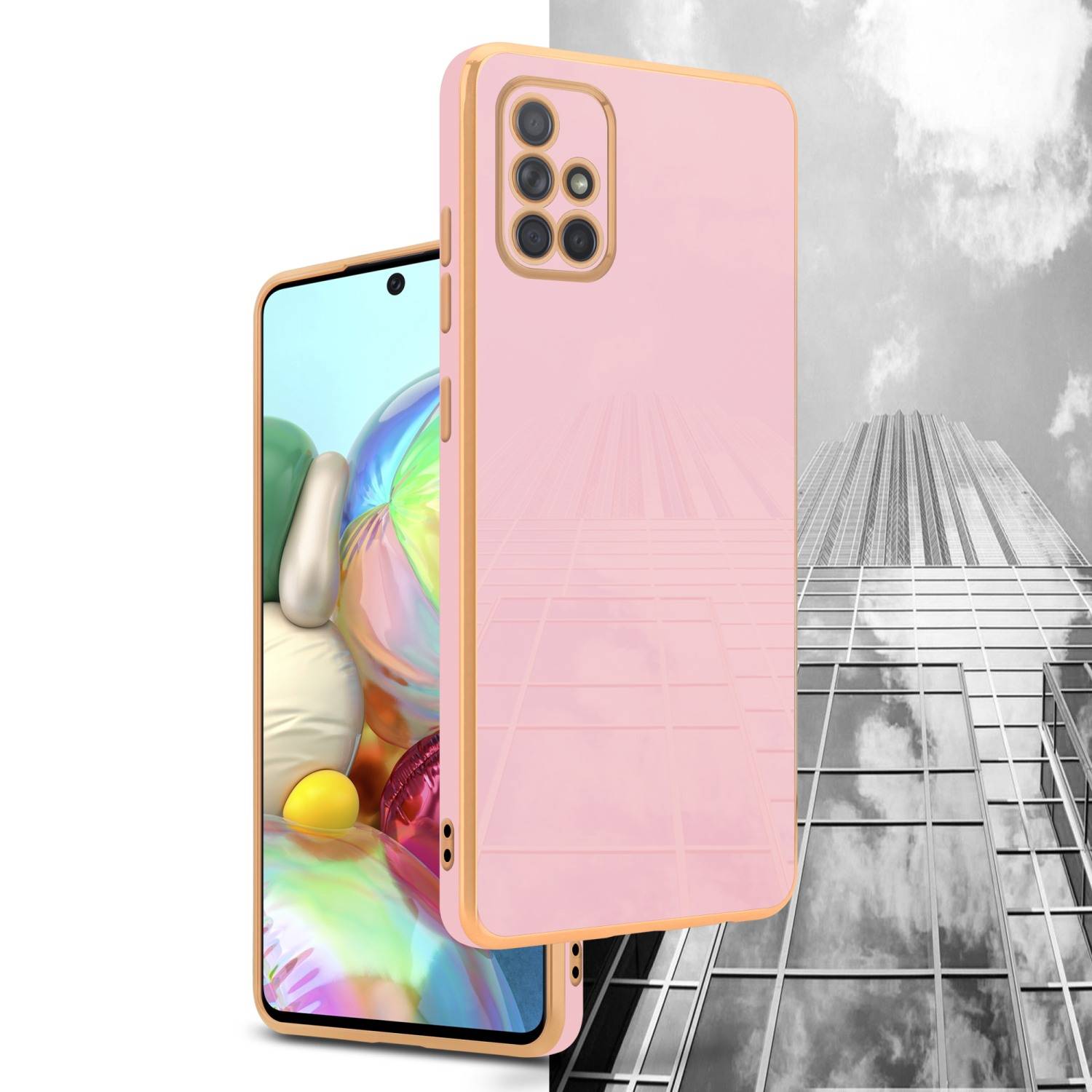Cadorabo Schutzhülle für Samsung Galaxy A51 4G / M40s Hülle in Rosa Handyhülle TPU Silikon Kameraschutz Etui Case