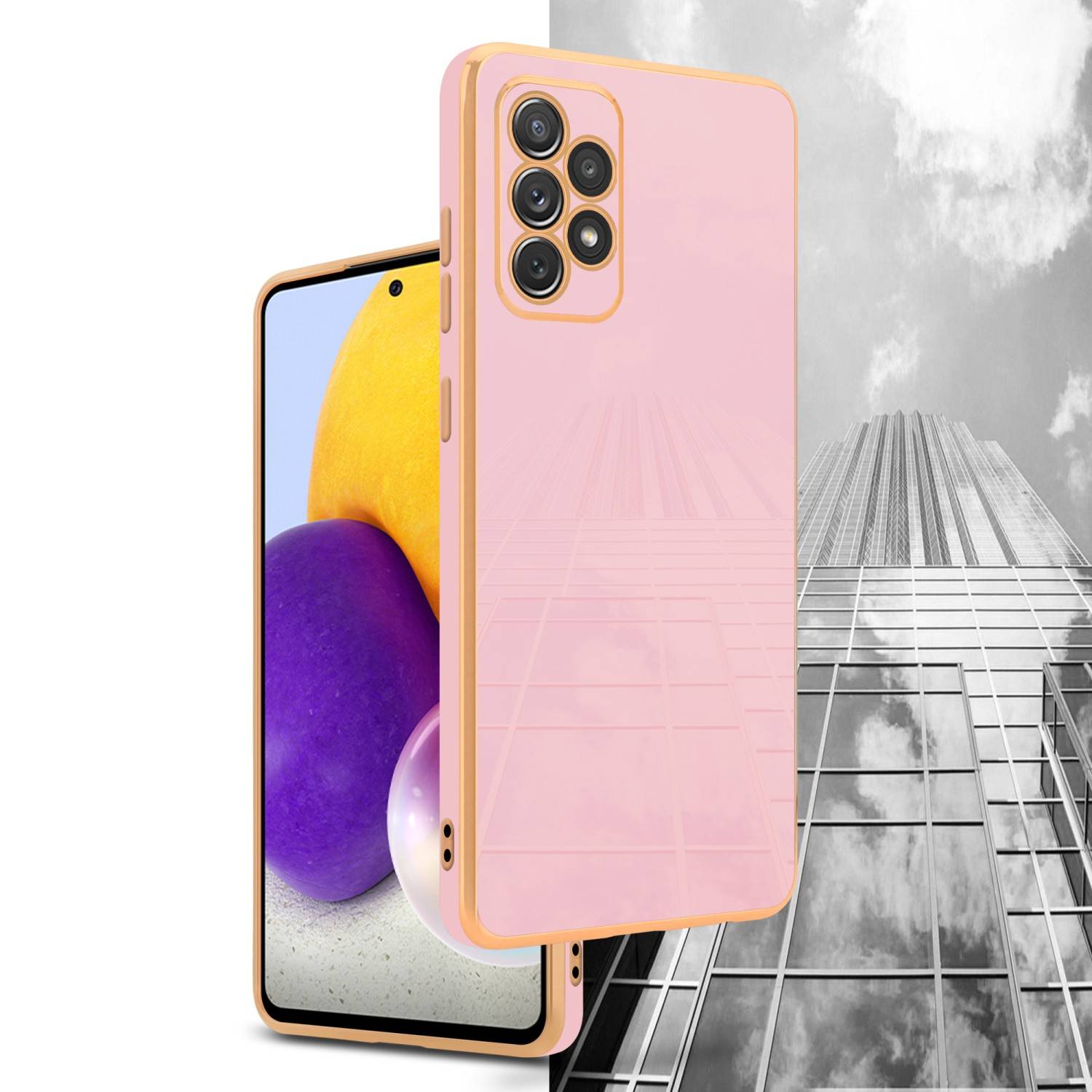 Cadorabo Schutzhülle für Samsung Galaxy A52 (4G / 5G) / A52s Hülle in Rosa Handyhülle TPU Silikon Kameraschutz Etui Case
