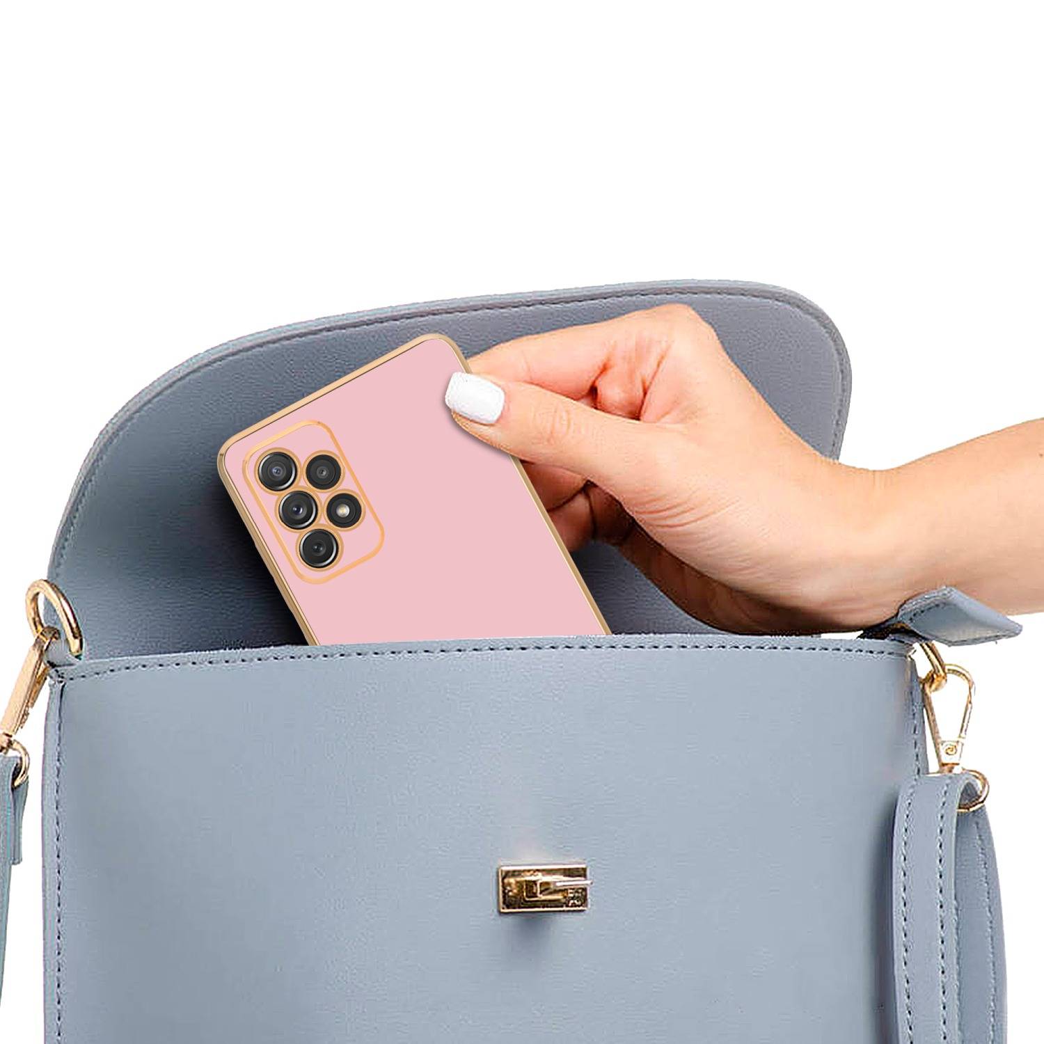 Cadorabo Schutzhülle für Samsung Galaxy A52 (4G / 5G) / A52s Hülle in Rosa Handyhülle TPU Silikon Kameraschutz Etui Case