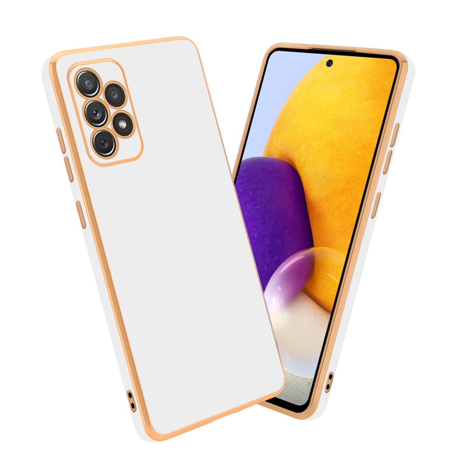 Cadorabo Schutzhülle für Samsung Galaxy A52 (4G / 5G) / A52s Hülle in Weiß Handyhülle TPU Silikon Kameraschutz Etui Case