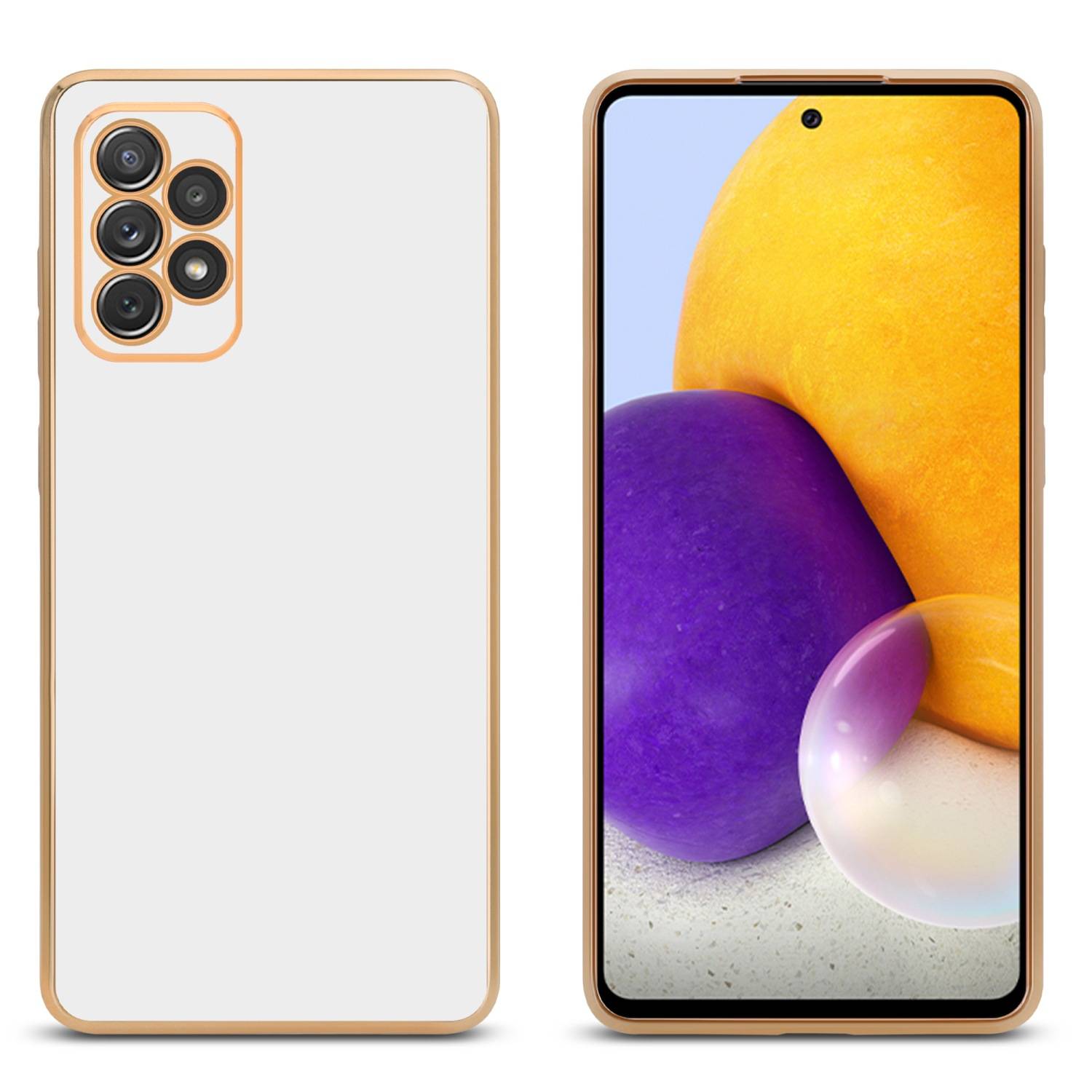 Cadorabo Schutzhülle für Samsung Galaxy A52 (4G / 5G) / A52s Hülle in Weiß Handyhülle TPU Silikon Kameraschutz Etui Case