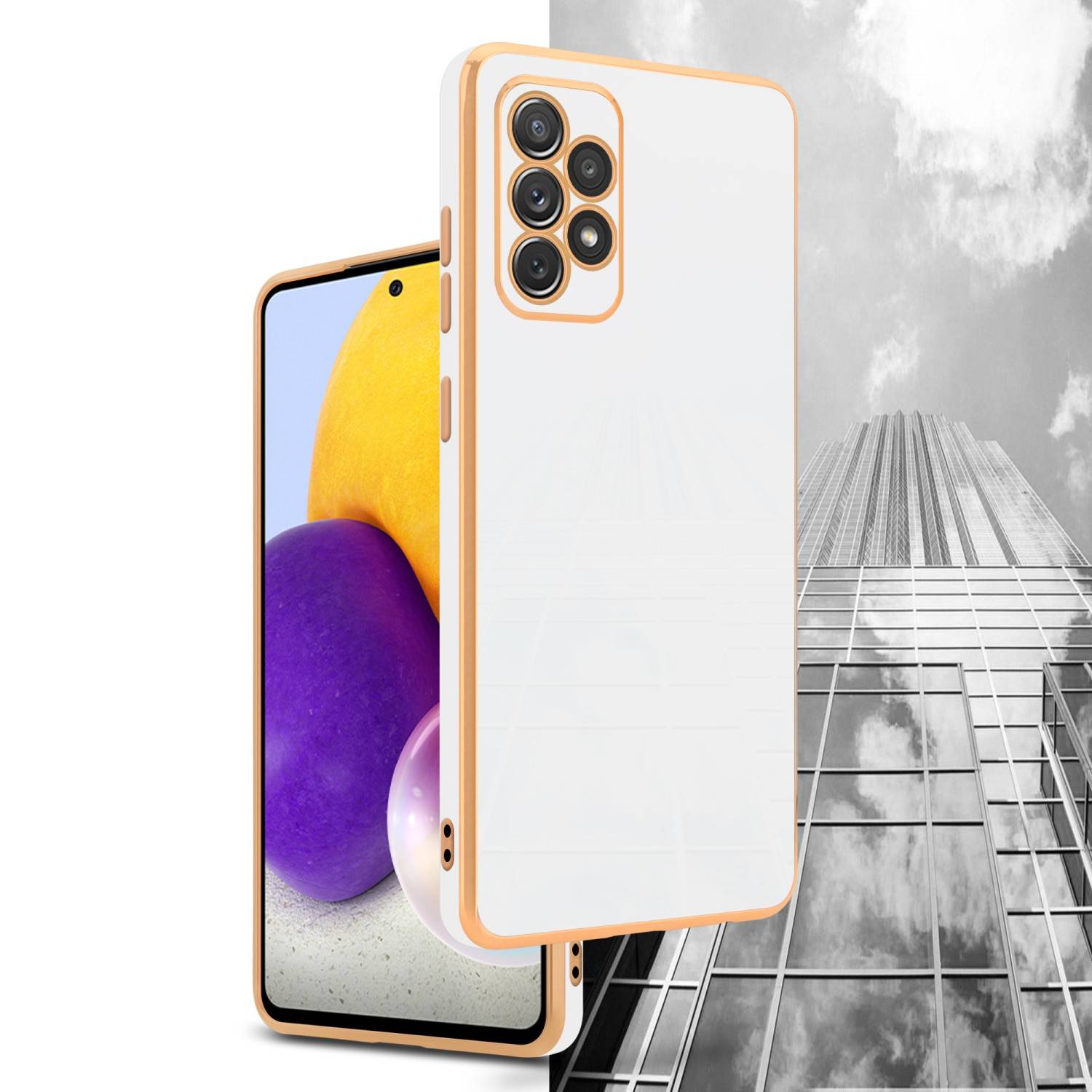 Cadorabo Schutzhülle für Samsung Galaxy A52 (4G / 5G) / A52s Hülle in Weiß Handyhülle TPU Silikon Kameraschutz Etui Case
