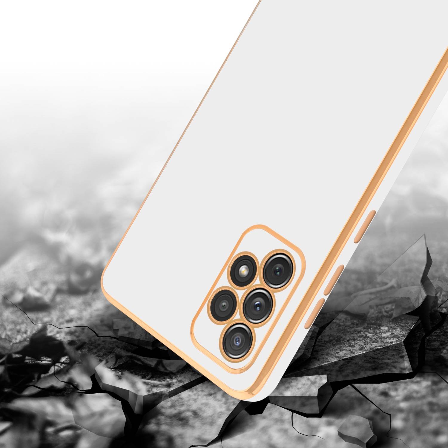Cadorabo Schutzhülle für Samsung Galaxy A52 (4G / 5G) / A52s Hülle in Weiß Handyhülle TPU Silikon Kameraschutz Etui Case