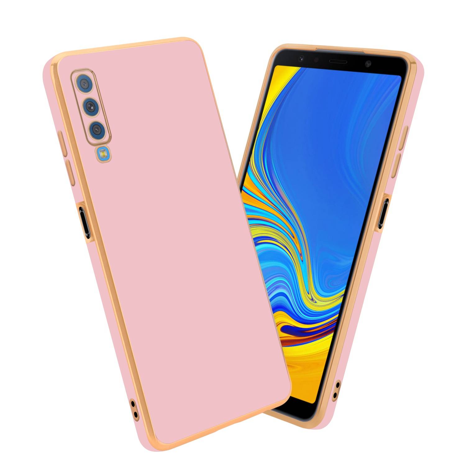 Cadorabo Schutzhülle für Samsung Galaxy A7 2018 Hülle in Rosa Handyhülle TPU Silikon Kameraschutz Etui Case