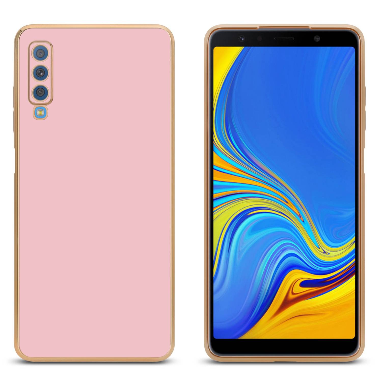 Cadorabo Schutzhülle für Samsung Galaxy A7 2018 Hülle in Rosa Handyhülle TPU Silikon Kameraschutz Etui Case