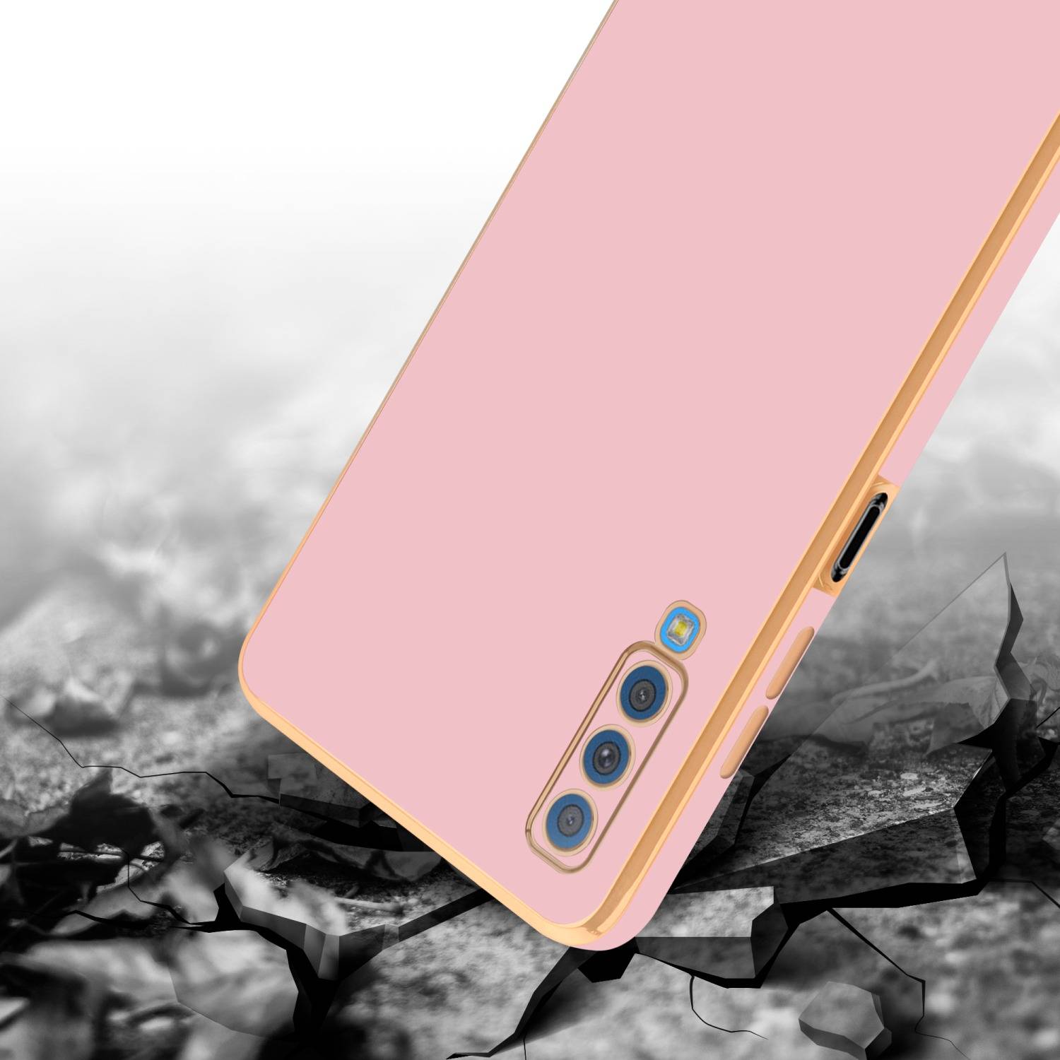 Cadorabo Schutzhülle für Samsung Galaxy A7 2018 Hülle in Rosa Handyhülle TPU Silikon Kameraschutz Etui Case