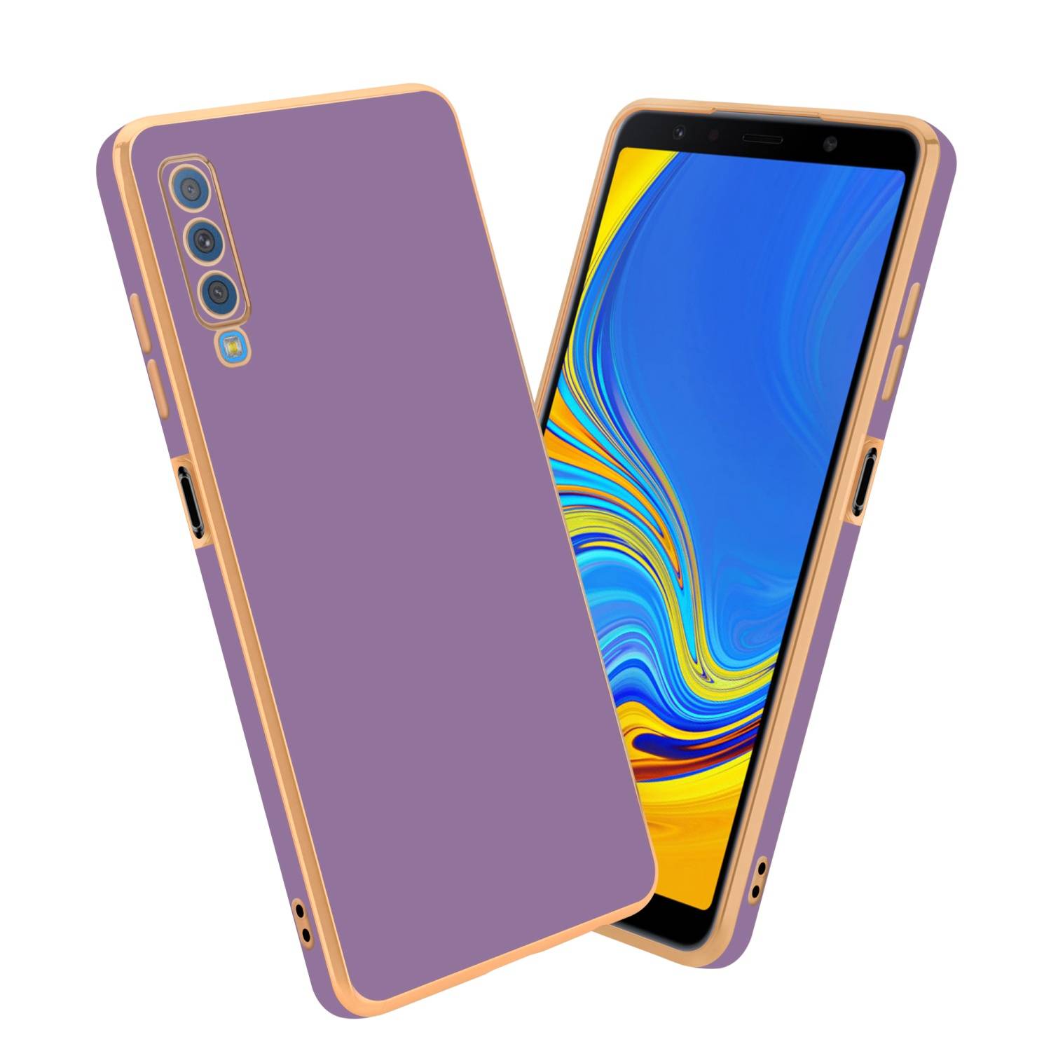 Cadorabo Schutzhülle für Samsung Galaxy A7 2018 Hülle in Lila Handyhülle TPU Silikon Kameraschutz Etui Case