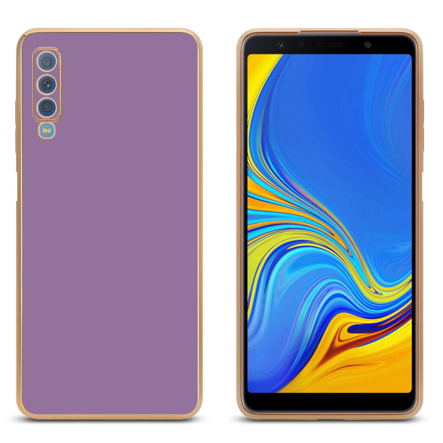 Cadorabo Schutzhülle für Samsung Galaxy A7 2018 Hülle in Lila Handyhülle TPU Silikon Kameraschutz Etui Case