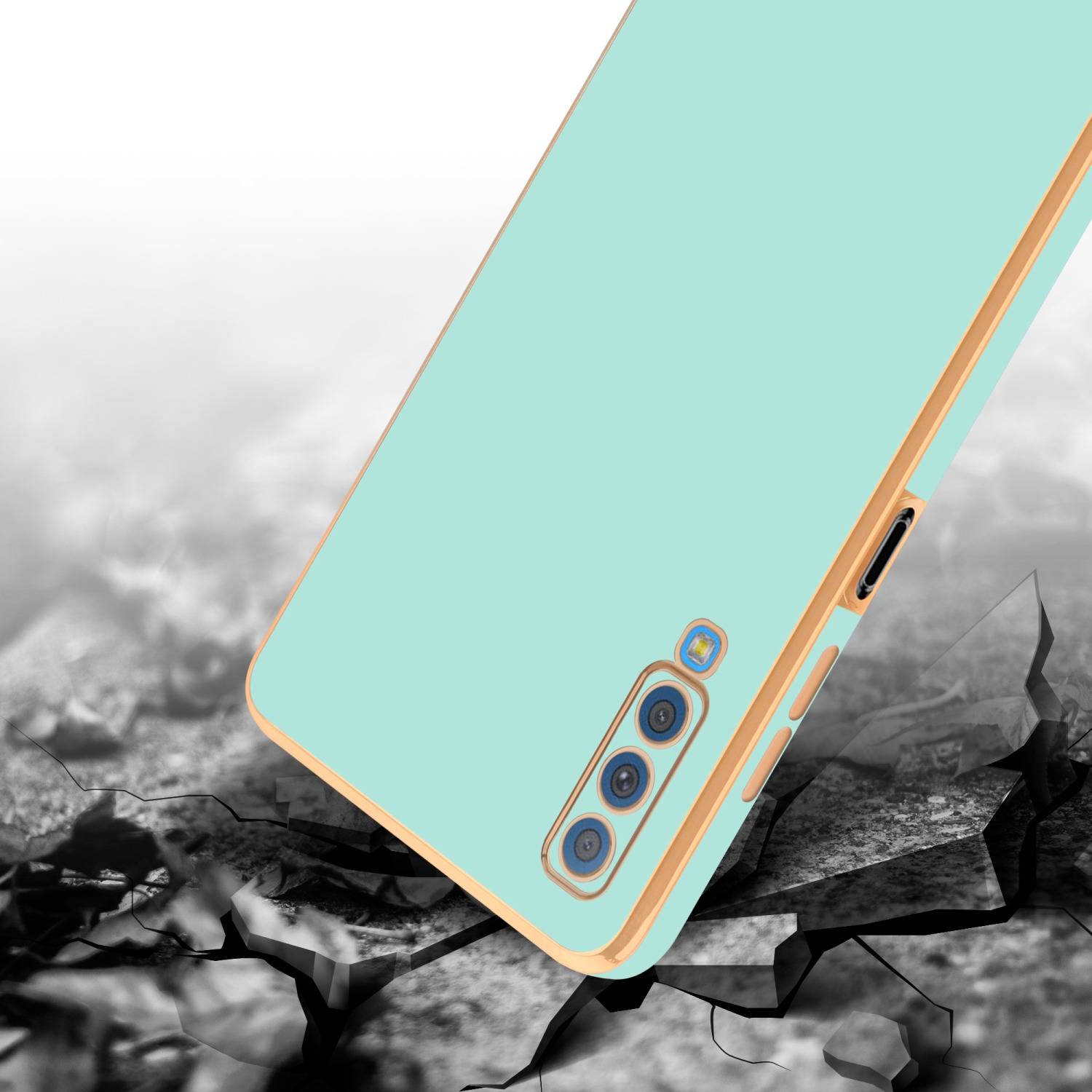 Cadorabo Schutzhülle für Samsung Galaxy A7 2018 Hülle in Grün Handyhülle TPU Silikon Kameraschutz Etui Case