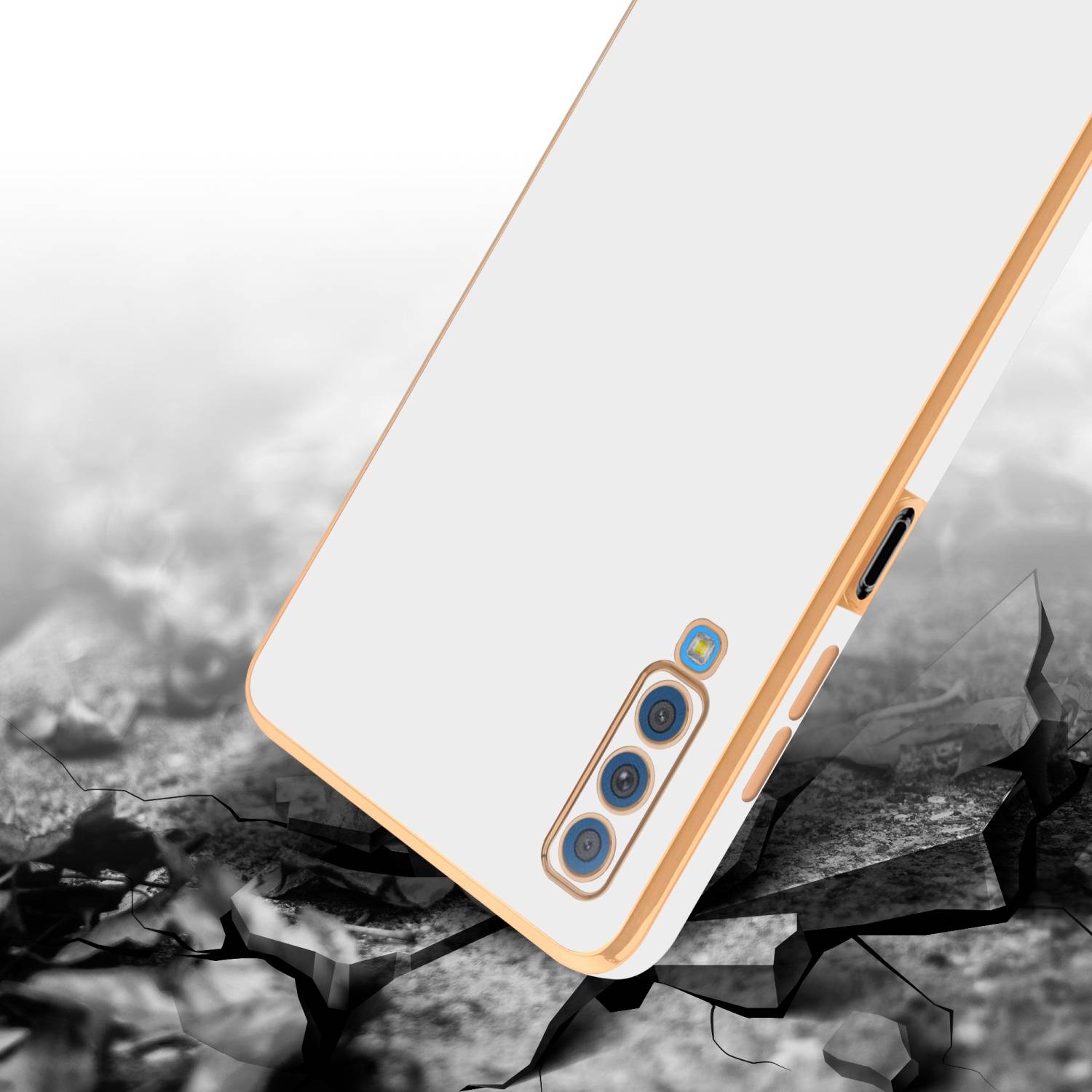Cadorabo Schutzhülle für Samsung Galaxy A7 2018 Hülle in Weiß Handyhülle TPU Silikon Kameraschutz Etui Case
