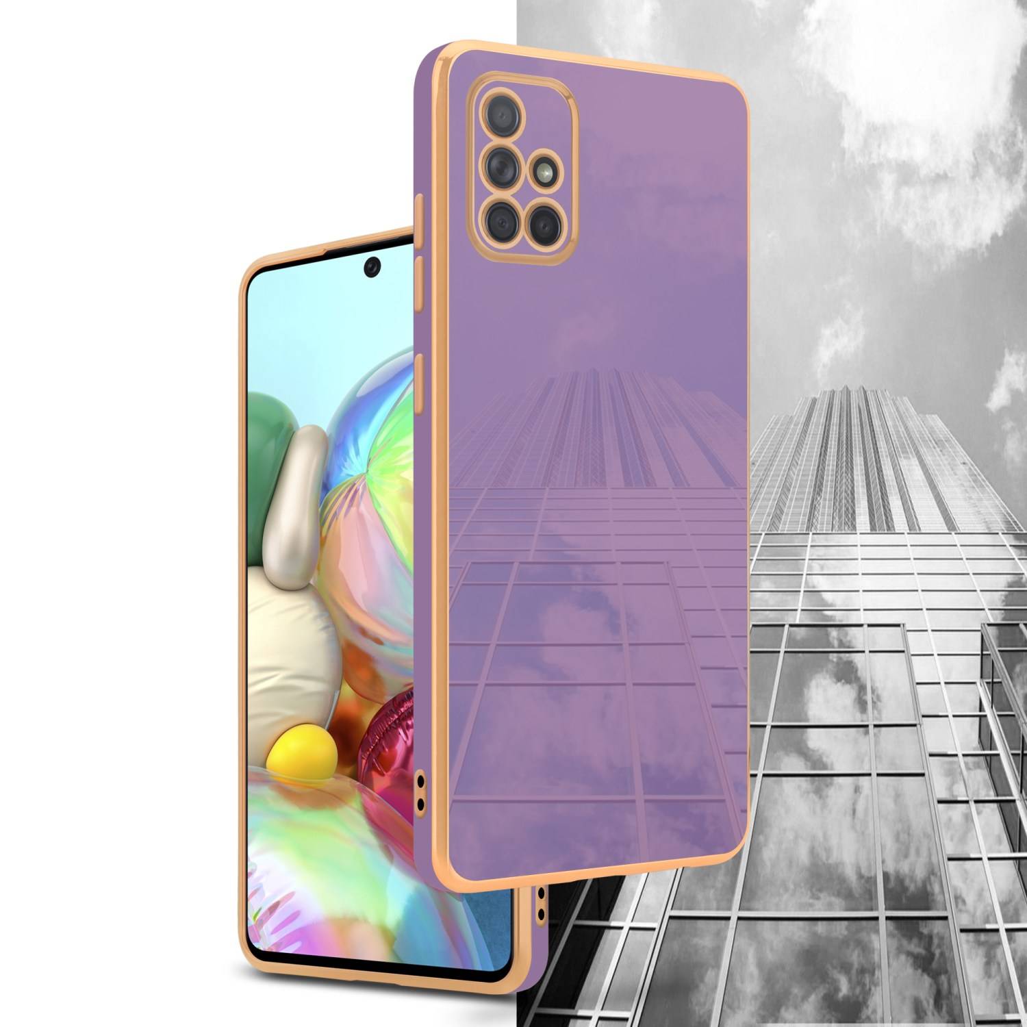 Cadorabo Schutzhülle für Samsung Galaxy A71 4G Hülle in Lila Handyhülle TPU Silikon Kameraschutz Etui Case