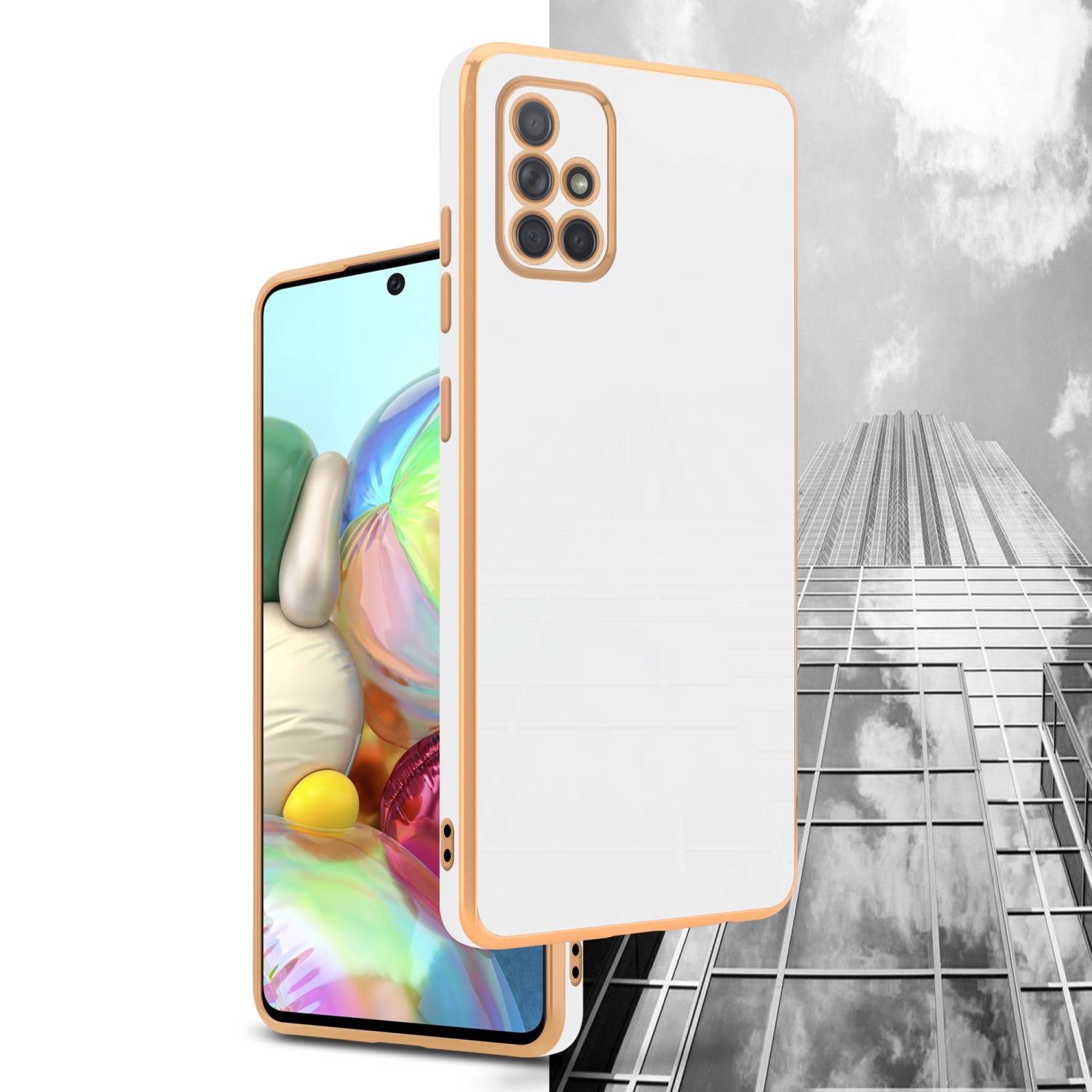 Cadorabo Schutzhülle für Samsung Galaxy A71 4G Hülle in Weiß Handyhülle TPU Silikon Kameraschutz Etui Case