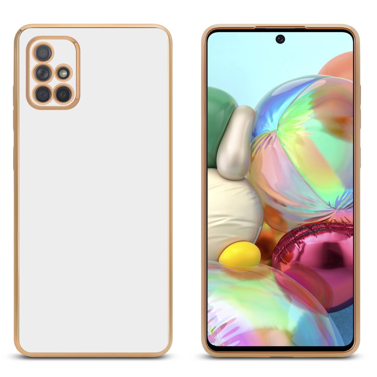 Cadorabo Schutzhülle für Samsung Galaxy A71 4G Hülle in Weiß Handyhülle TPU Silikon Kameraschutz Etui Case