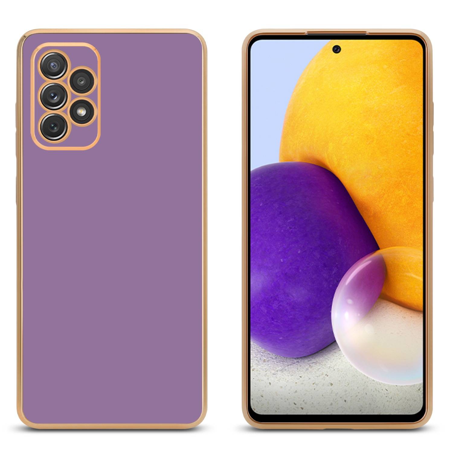 Cadorabo Schutzhülle für Samsung Galaxy A72 4G / 5G Hülle in Lila Handyhülle TPU Silikon Kameraschutz Etui Case