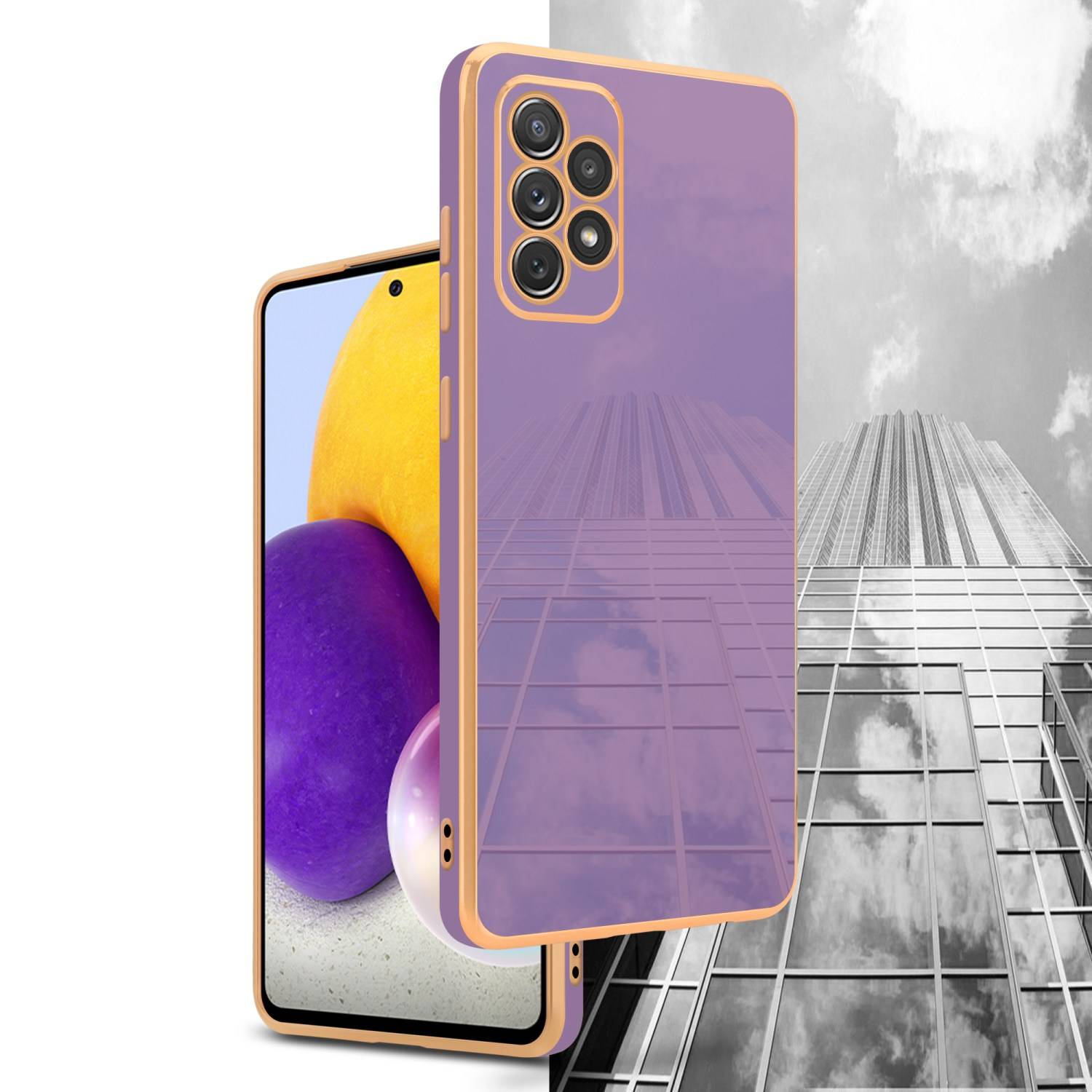 Cadorabo Schutzhülle für Samsung Galaxy A72 4G / 5G Hülle in Lila Handyhülle TPU Silikon Kameraschutz Etui Case