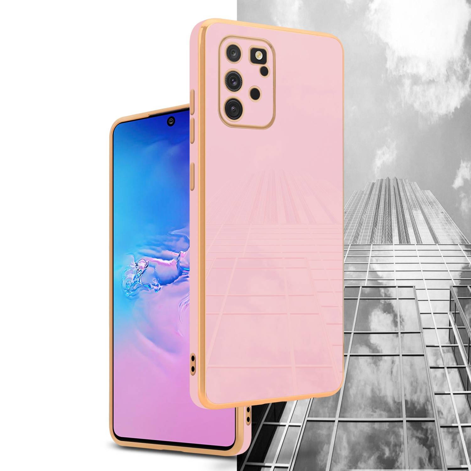Cadorabo Schutzhülle für Samsung Galaxy A91 / S10 LITE / M80s Hülle in Rosa Handyhülle TPU Silikon Kameraschutz Etui