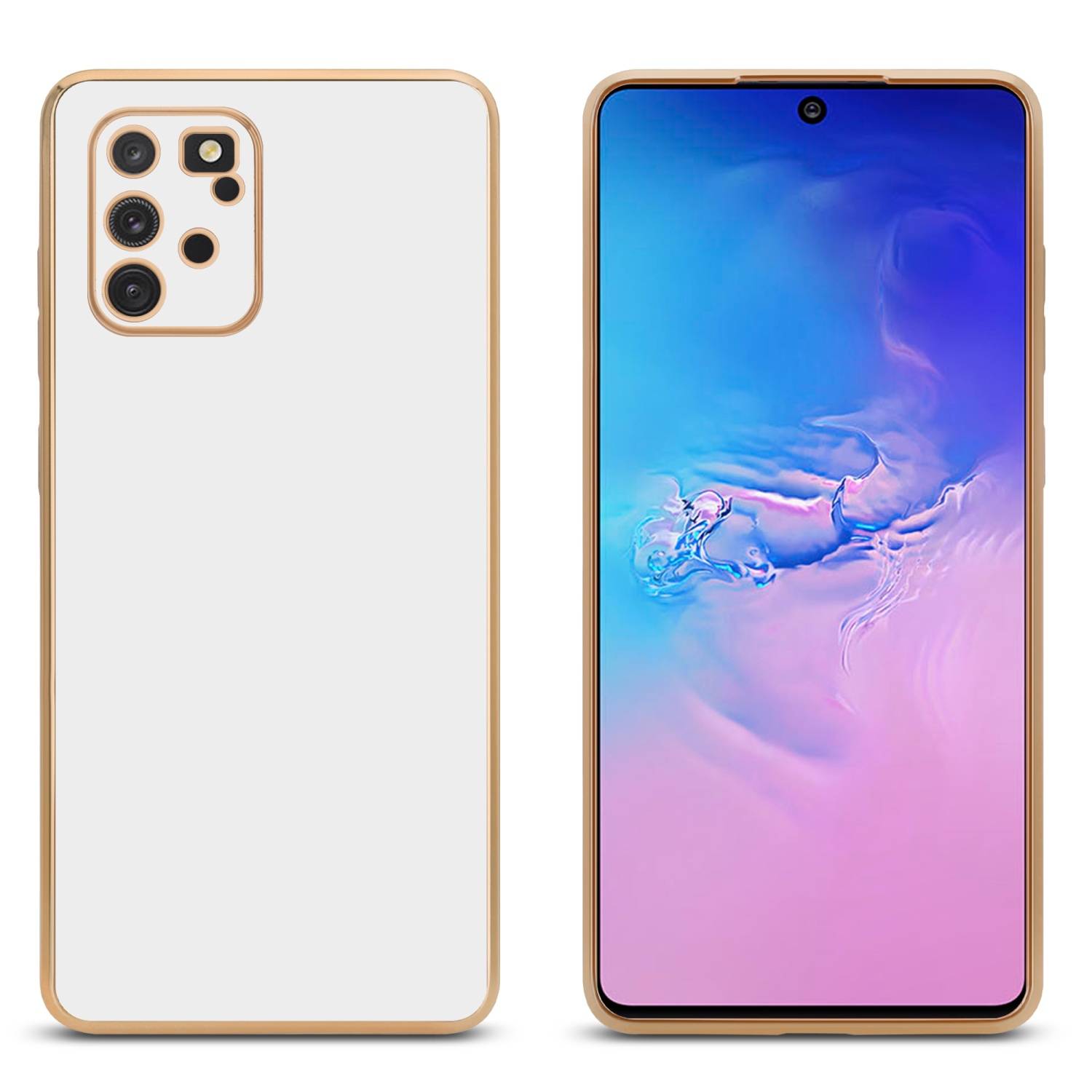 Cadorabo Schutzhülle für Samsung Galaxy A91 / S10 LITE / M80s Hülle in Weiß Handyhülle TPU Silikon Kameraschutz Etui