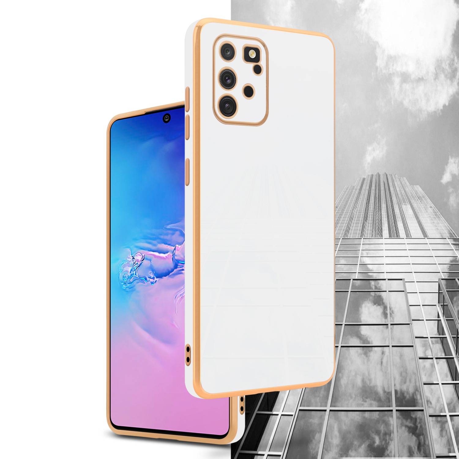 Cadorabo Schutzhülle für Samsung Galaxy A91 / S10 LITE / M80s Hülle in Weiß Handyhülle TPU Silikon Kameraschutz Etui