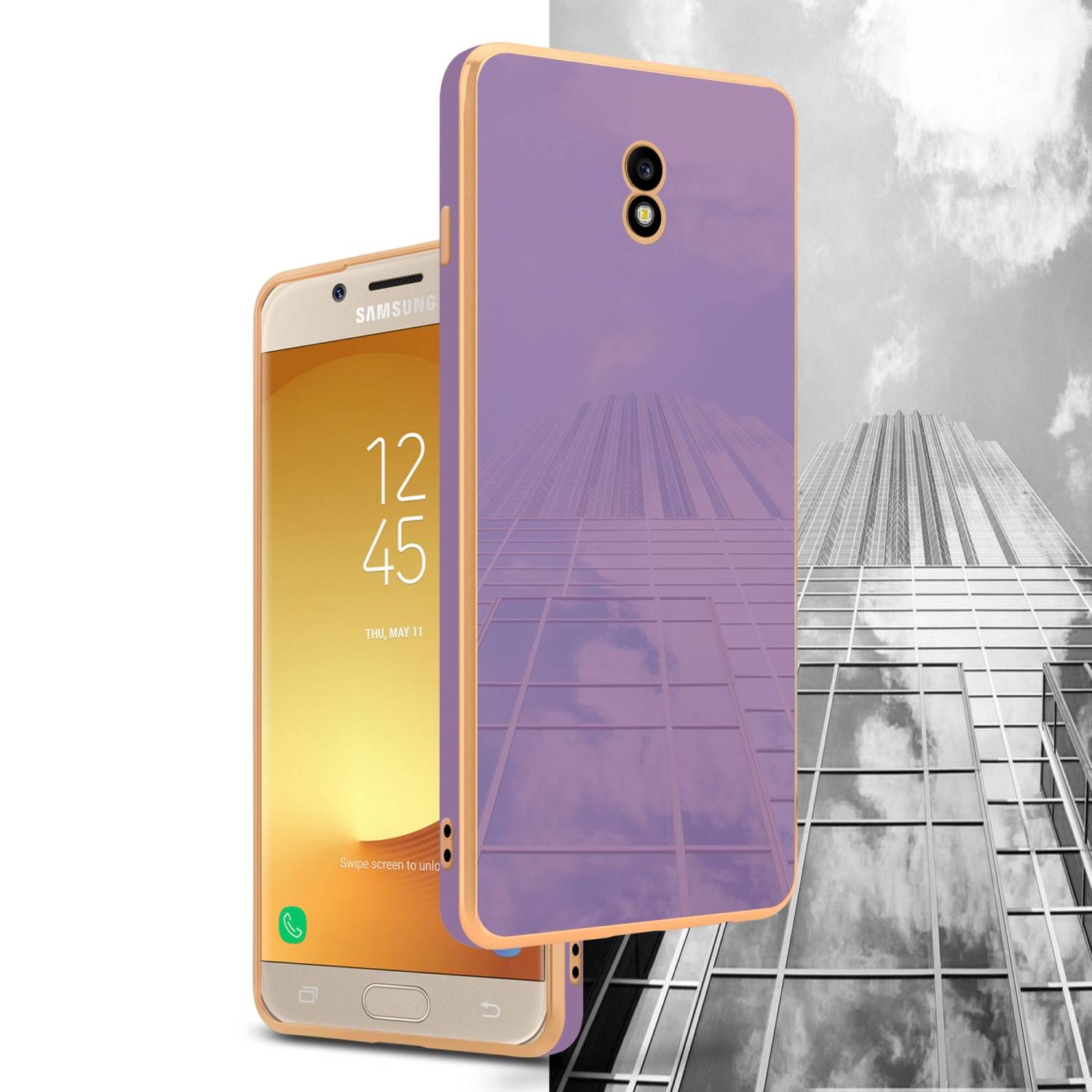 Cadorabo Schutzhülle für Samsung Galaxy J3 2017 Hülle in Lila Handyhülle TPU Silikon Kameraschutz Etui Case