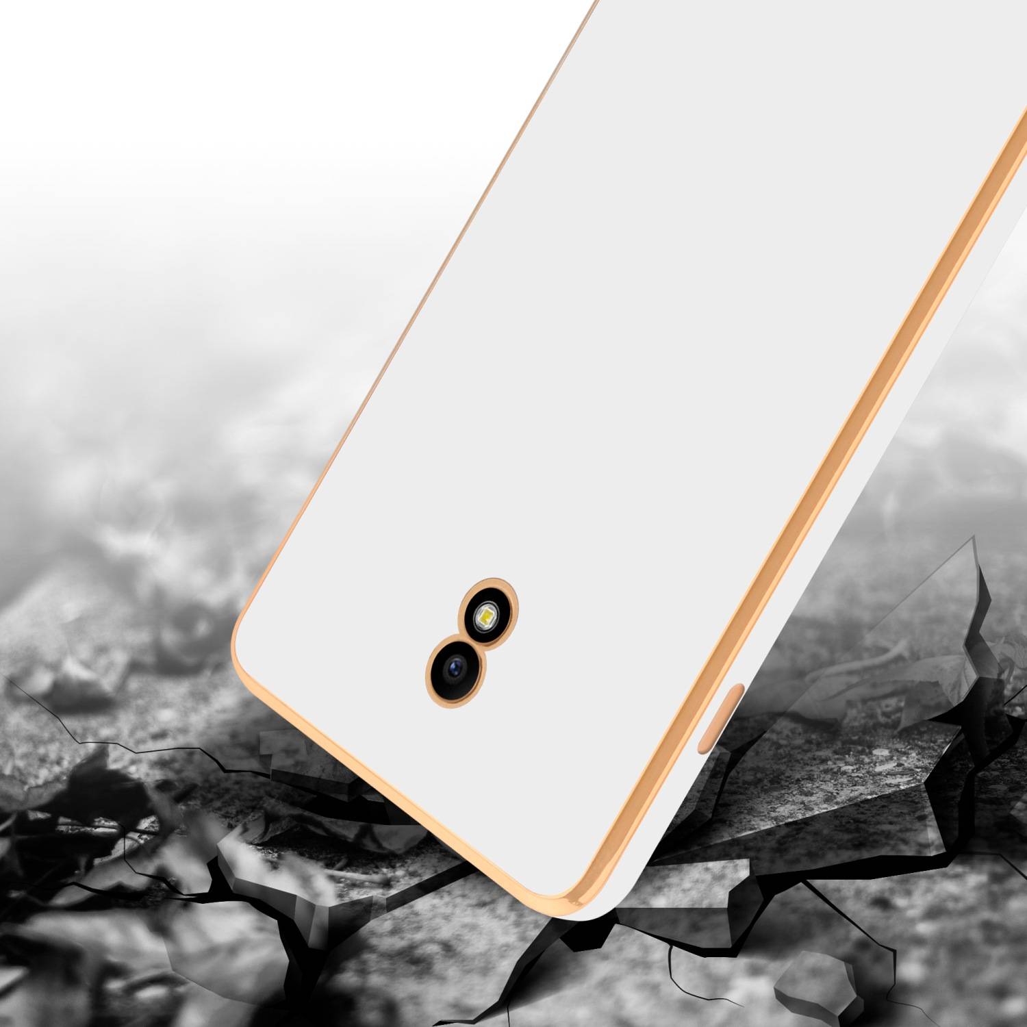 Cadorabo Schutzhülle für Samsung Galaxy J3 2017 Hülle in Weiß Handyhülle TPU Silikon Kameraschutz Etui Case