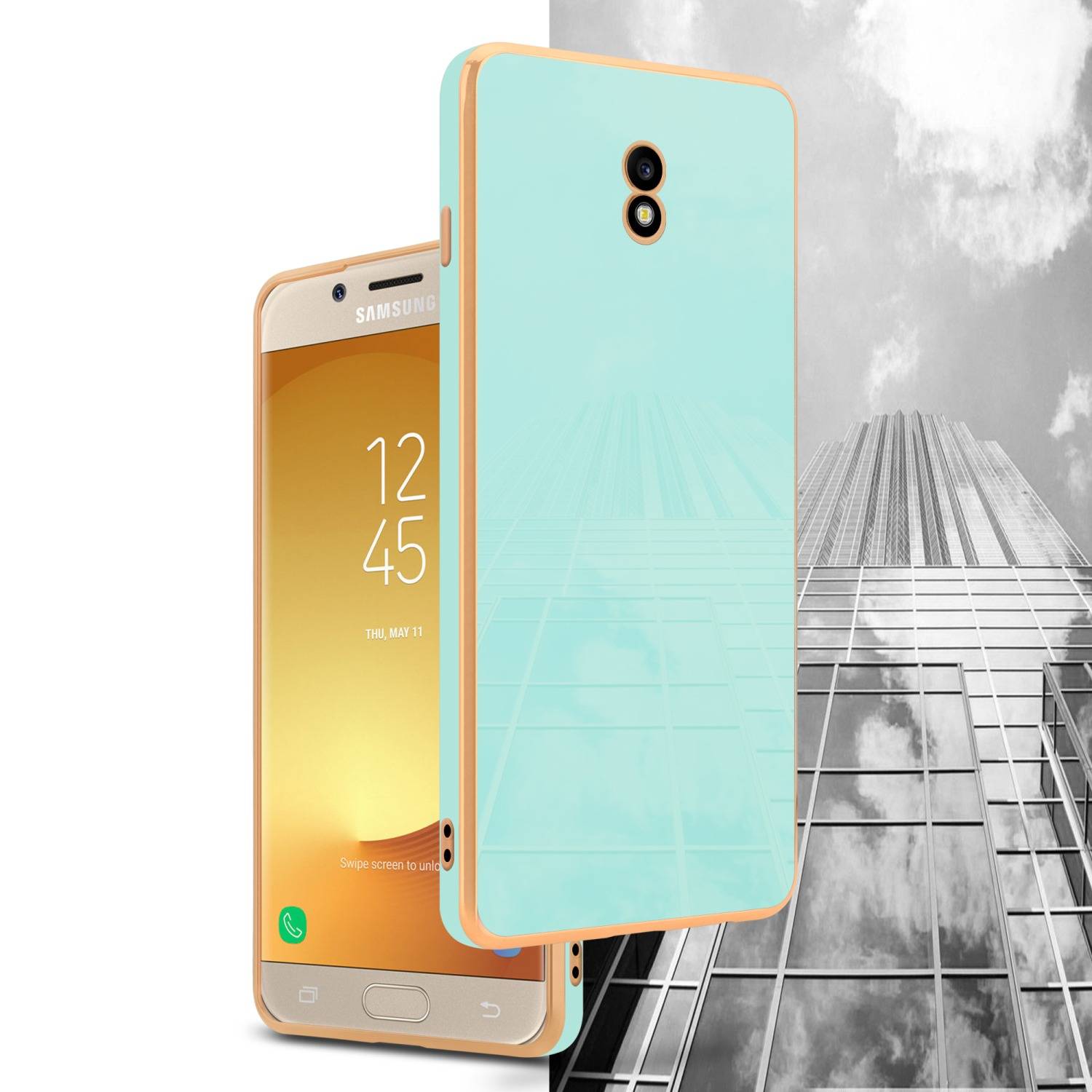 Cadorabo Schutzhülle für Samsung Galaxy J5 2017 Hülle in Grün Handyhülle TPU Silikon Kameraschutz Etui Case