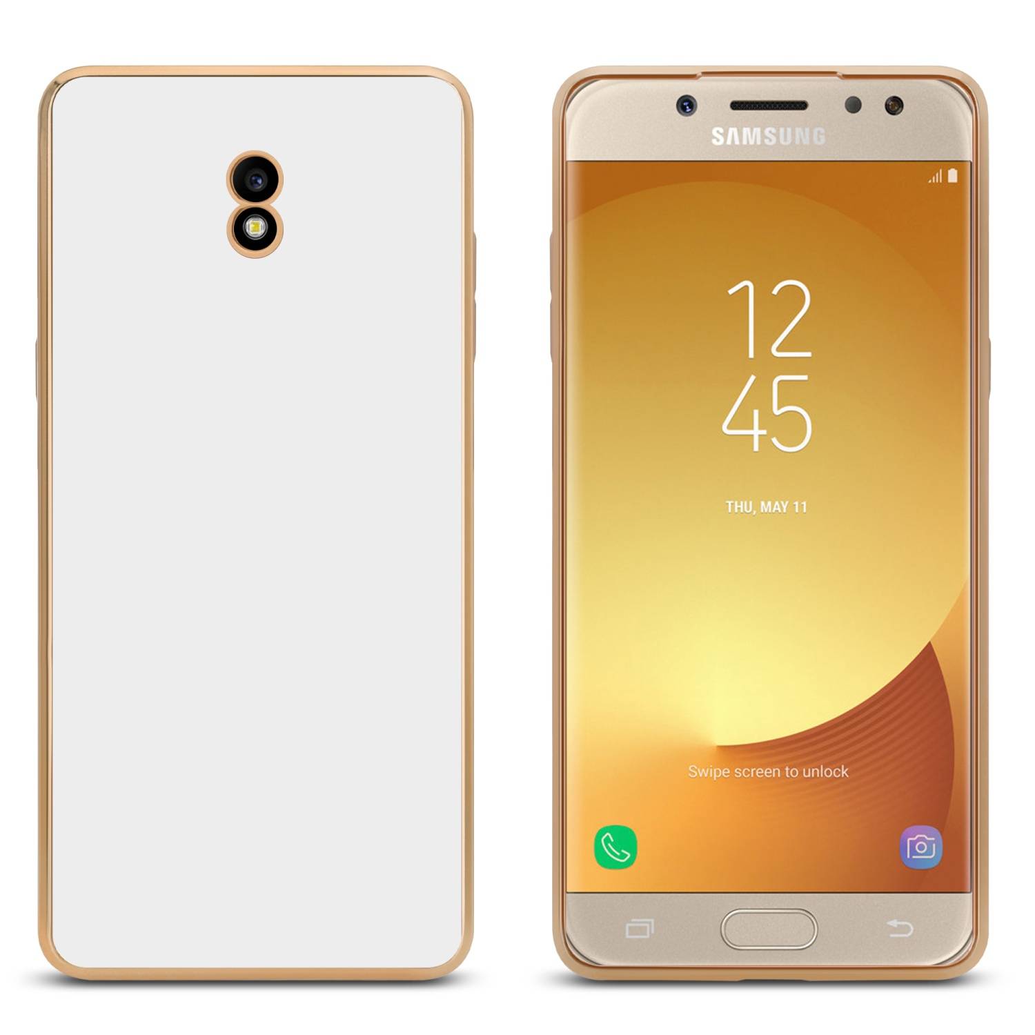 Cadorabo Schutzhülle für Samsung Galaxy J5 2017 Hülle in Weiß Handyhülle TPU Silikon Kameraschutz Etui Case