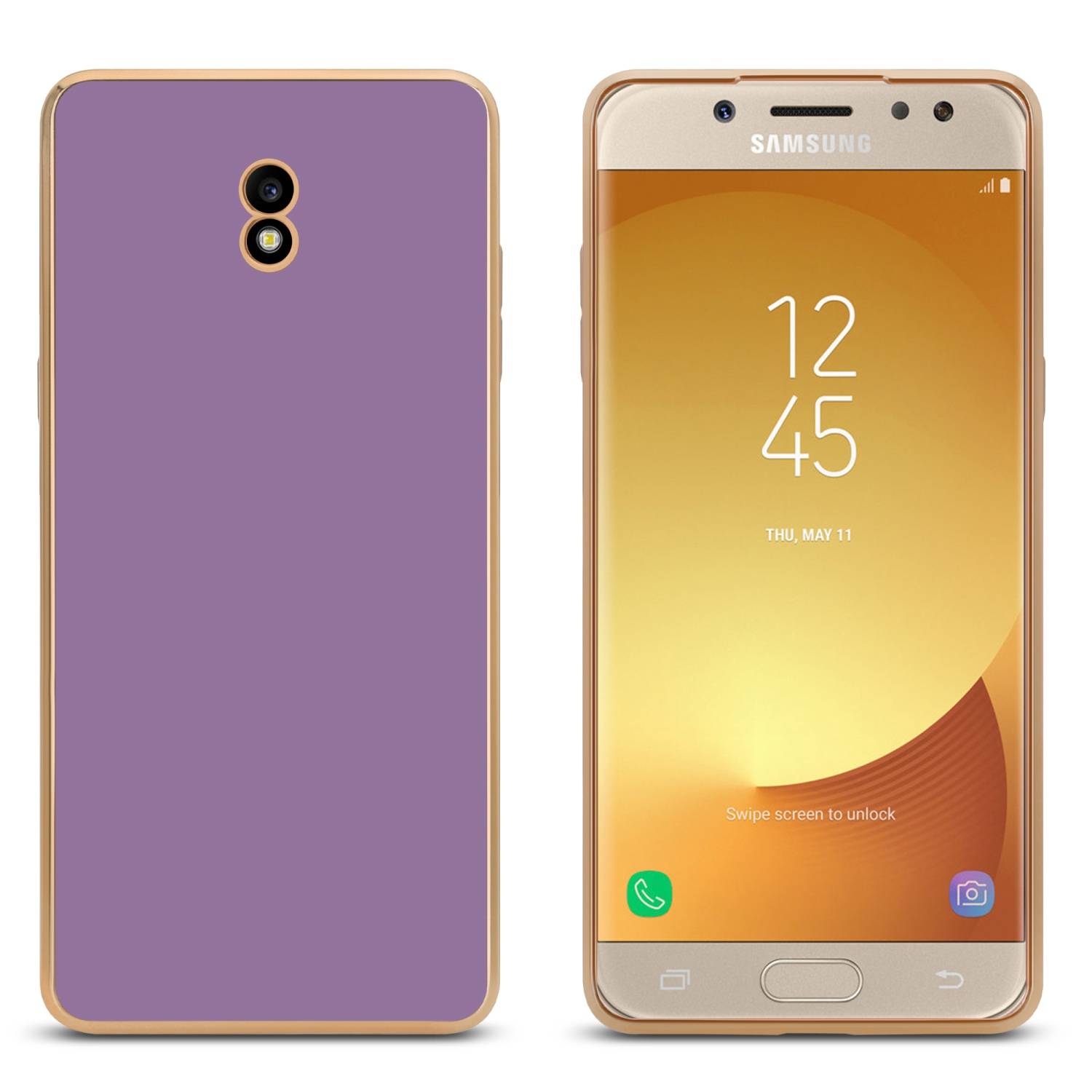 Cadorabo Schutzhülle für Samsung Galaxy J7 2017 Hülle in Lila Handyhülle TPU Silikon Kameraschutz Etui Case