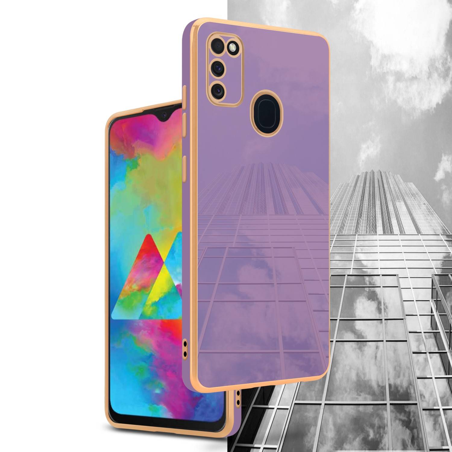 Cadorabo Schutzhülle für Samsung Galaxy M21 / M30s Hülle in Lila Handyhülle TPU Silikon Kameraschutz Etui Case