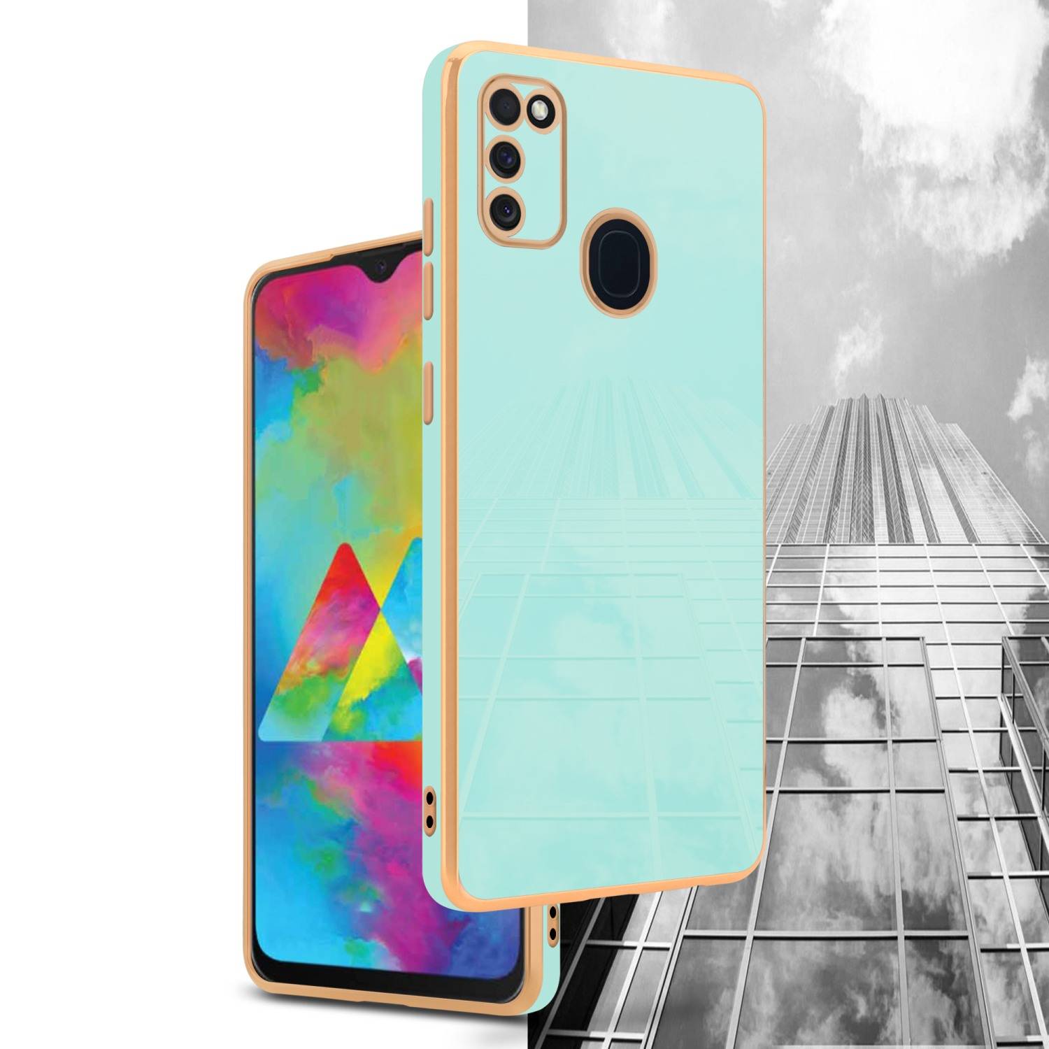 Cadorabo Schutzhülle für Samsung Galaxy M21 / M30s Hülle in Grün Handyhülle TPU Silikon Kameraschutz Etui Case