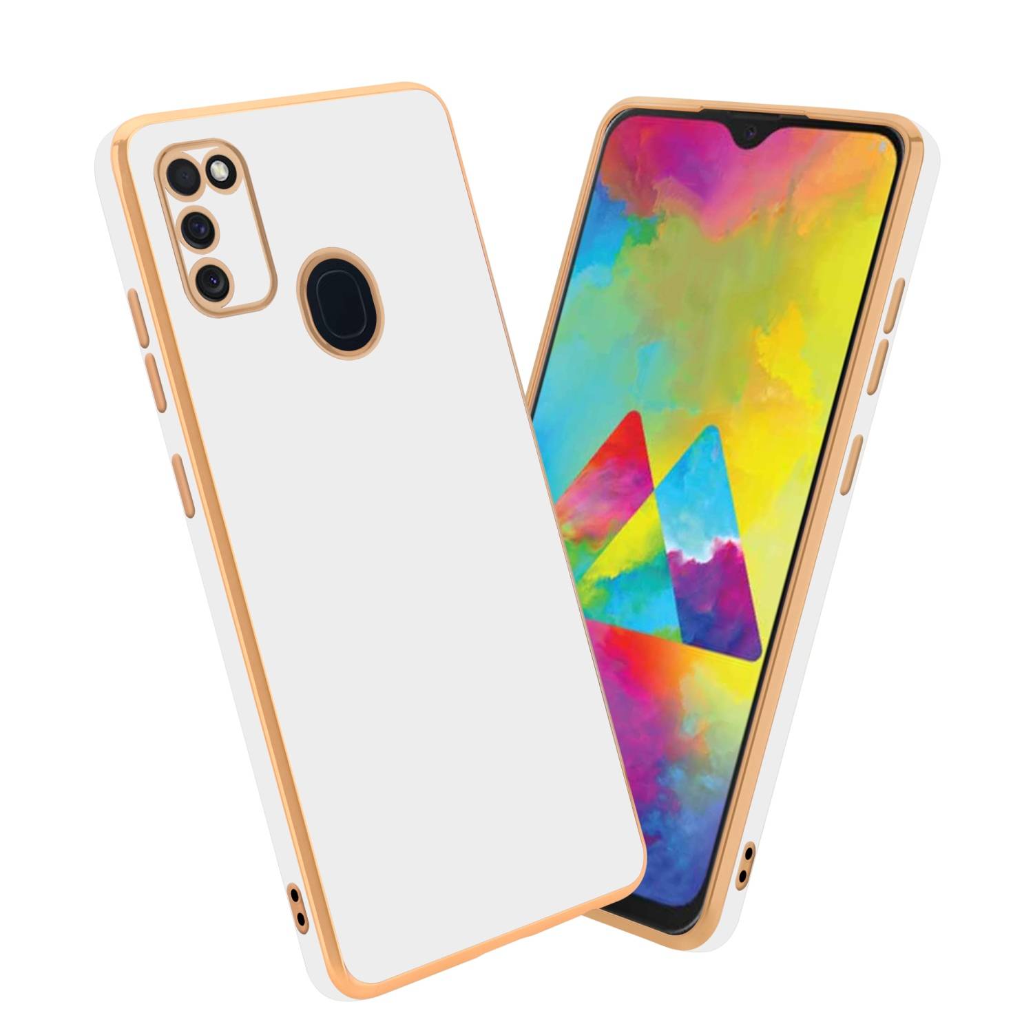 Cadorabo Schutzhülle für Samsung Galaxy M21 / M30s Hülle in Weiß Handyhülle TPU Silikon Kameraschutz Etui Case