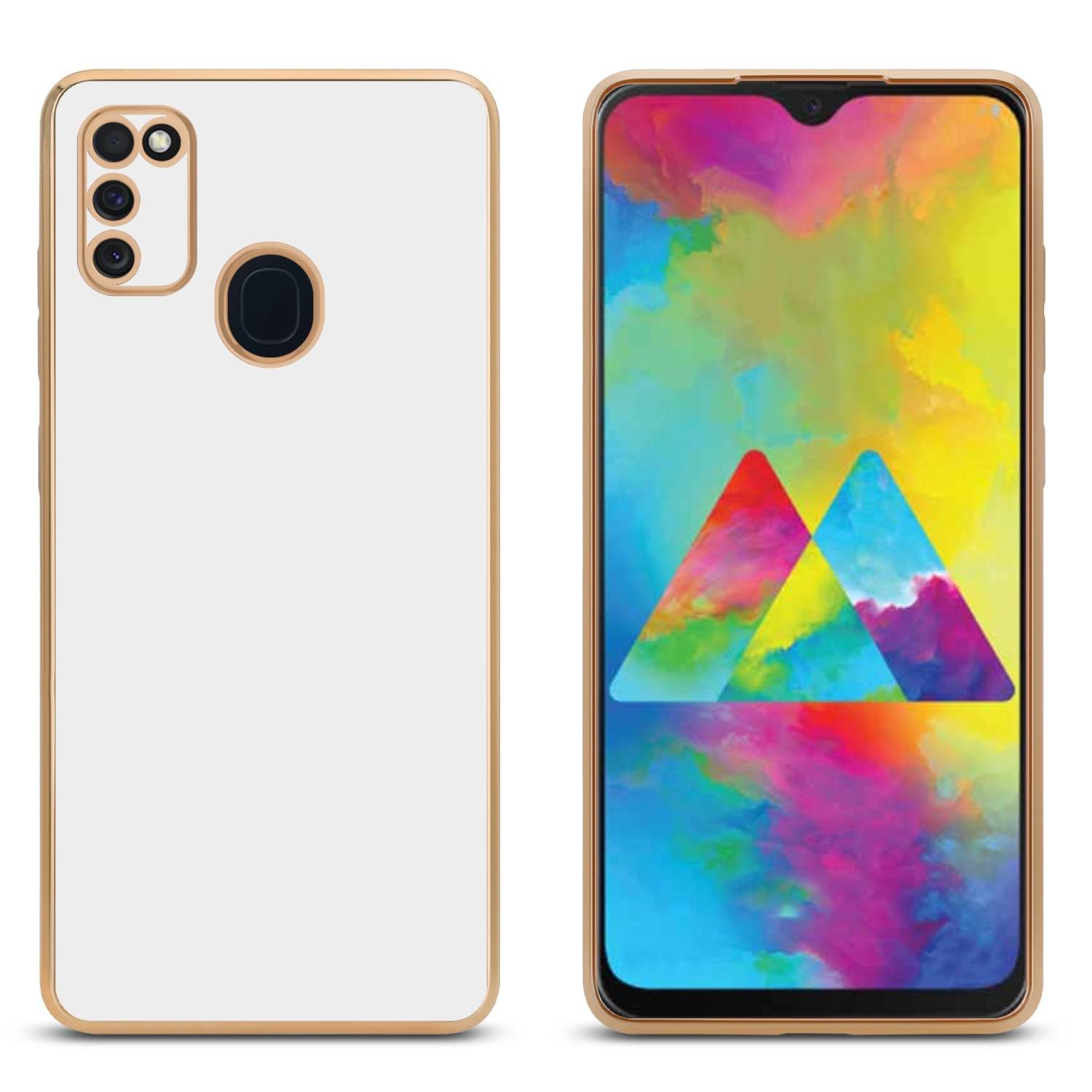 Cadorabo Schutzhülle für Samsung Galaxy M21 / M30s Hülle in Weiß Handyhülle TPU Silikon Kameraschutz Etui Case