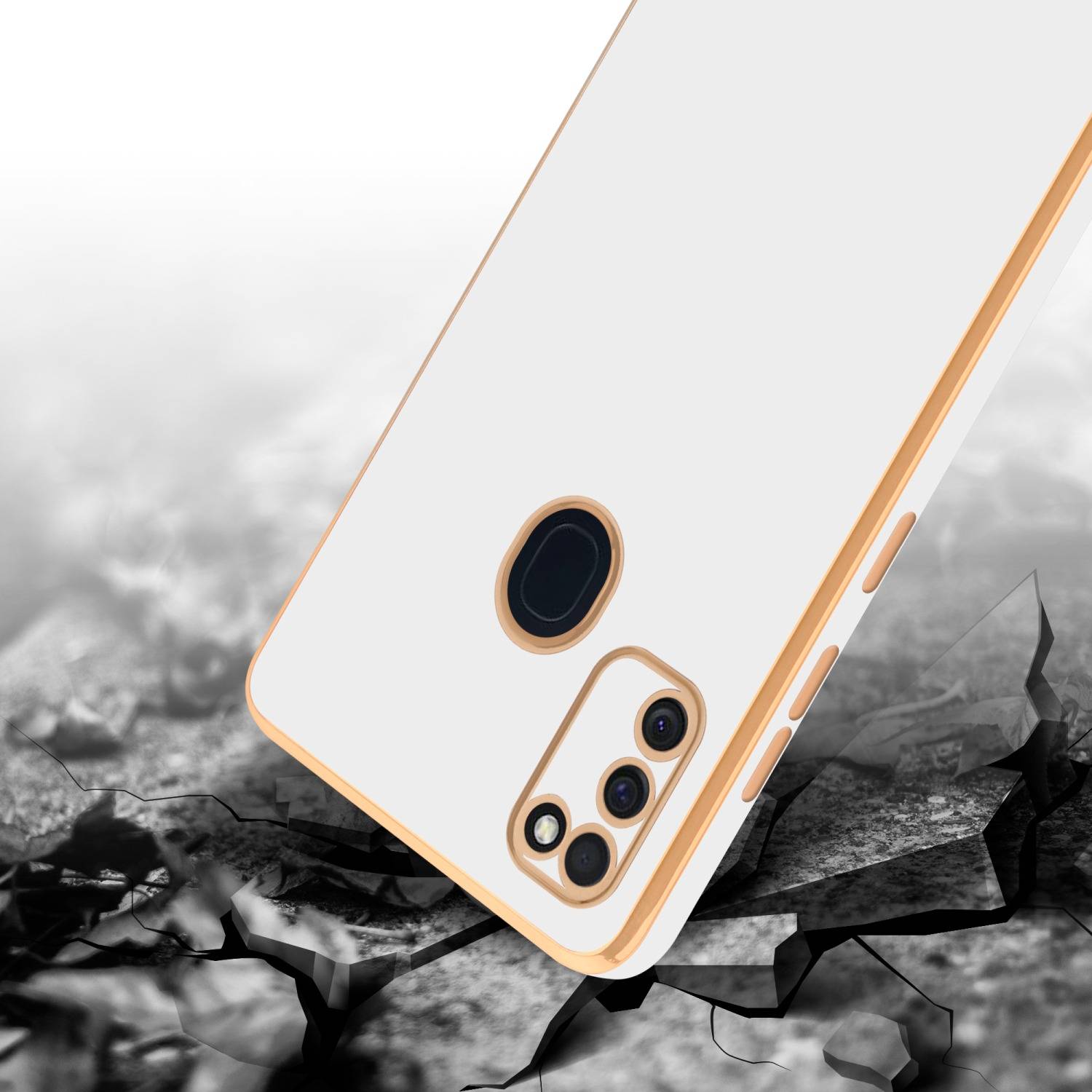 Cadorabo Schutzhülle für Samsung Galaxy M21 / M30s Hülle in Weiß Handyhülle TPU Silikon Kameraschutz Etui Case