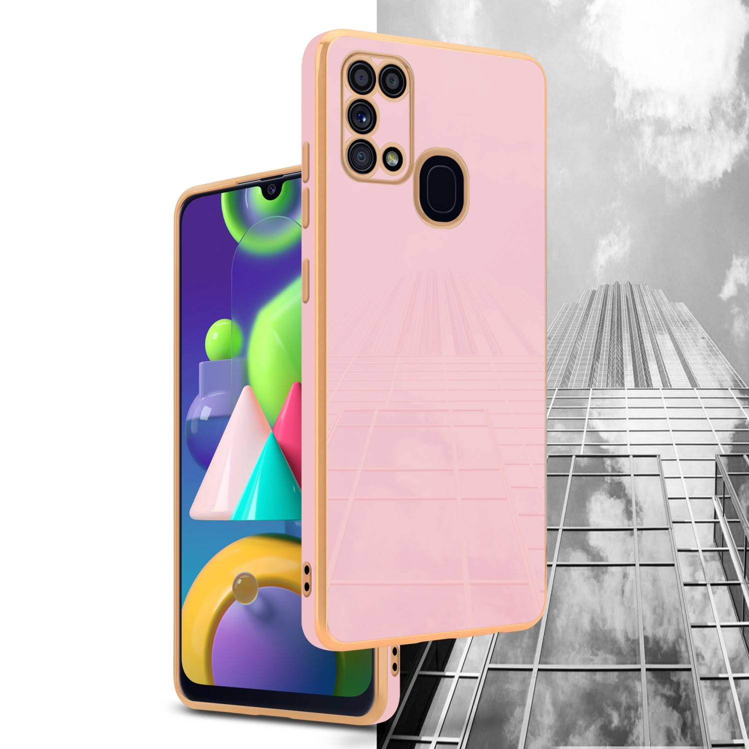 Cadorabo Schutzhülle für Samsung Galaxy M31 Hülle in Rosa Handyhülle TPU Silikon Kameraschutz Etui Case
