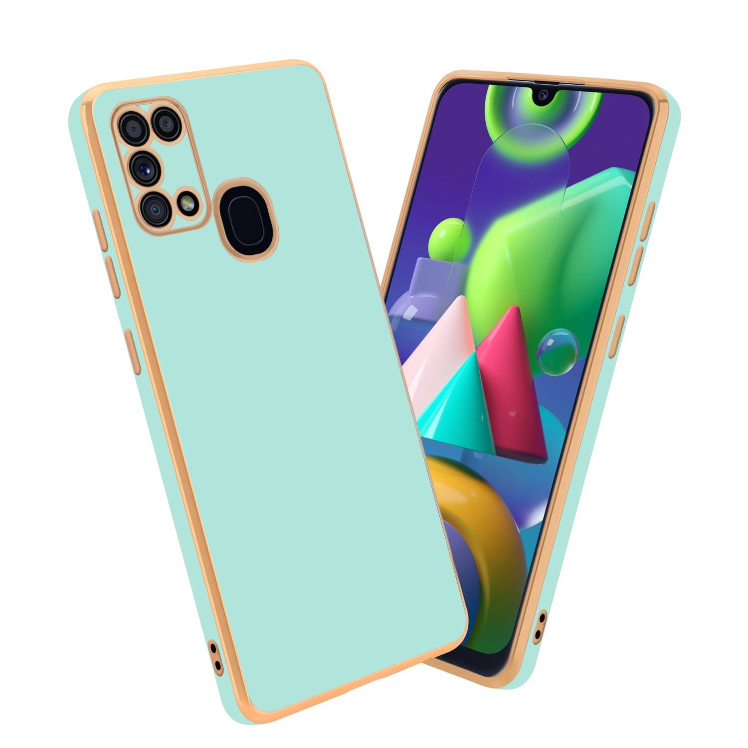 Cadorabo Schutzhülle für Samsung Galaxy M31 Hülle in Grün Handyhülle TPU Silikon Kameraschutz Etui Case
