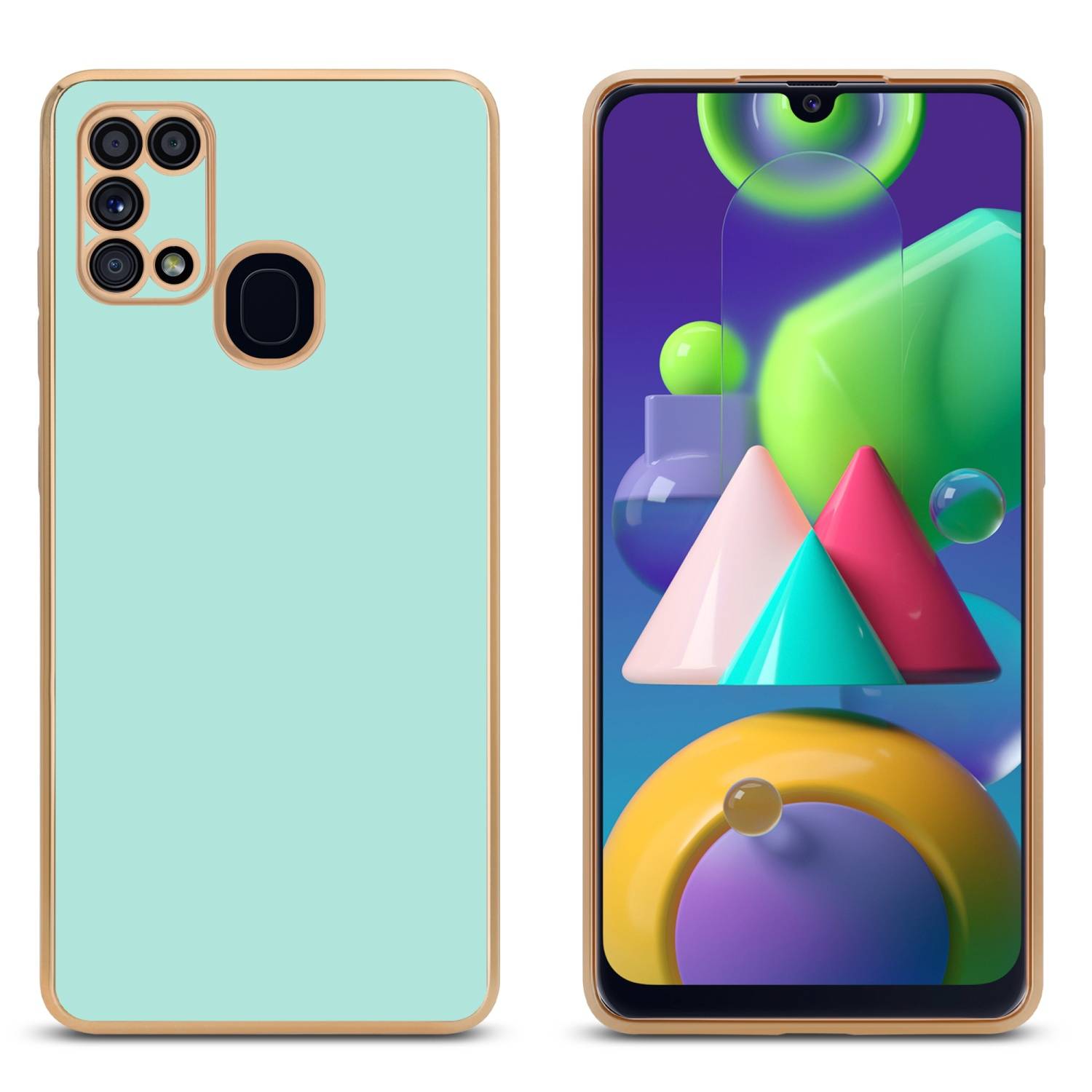 Cadorabo Schutzhülle für Samsung Galaxy M31 Hülle in Grün Handyhülle TPU Silikon Kameraschutz Etui Case