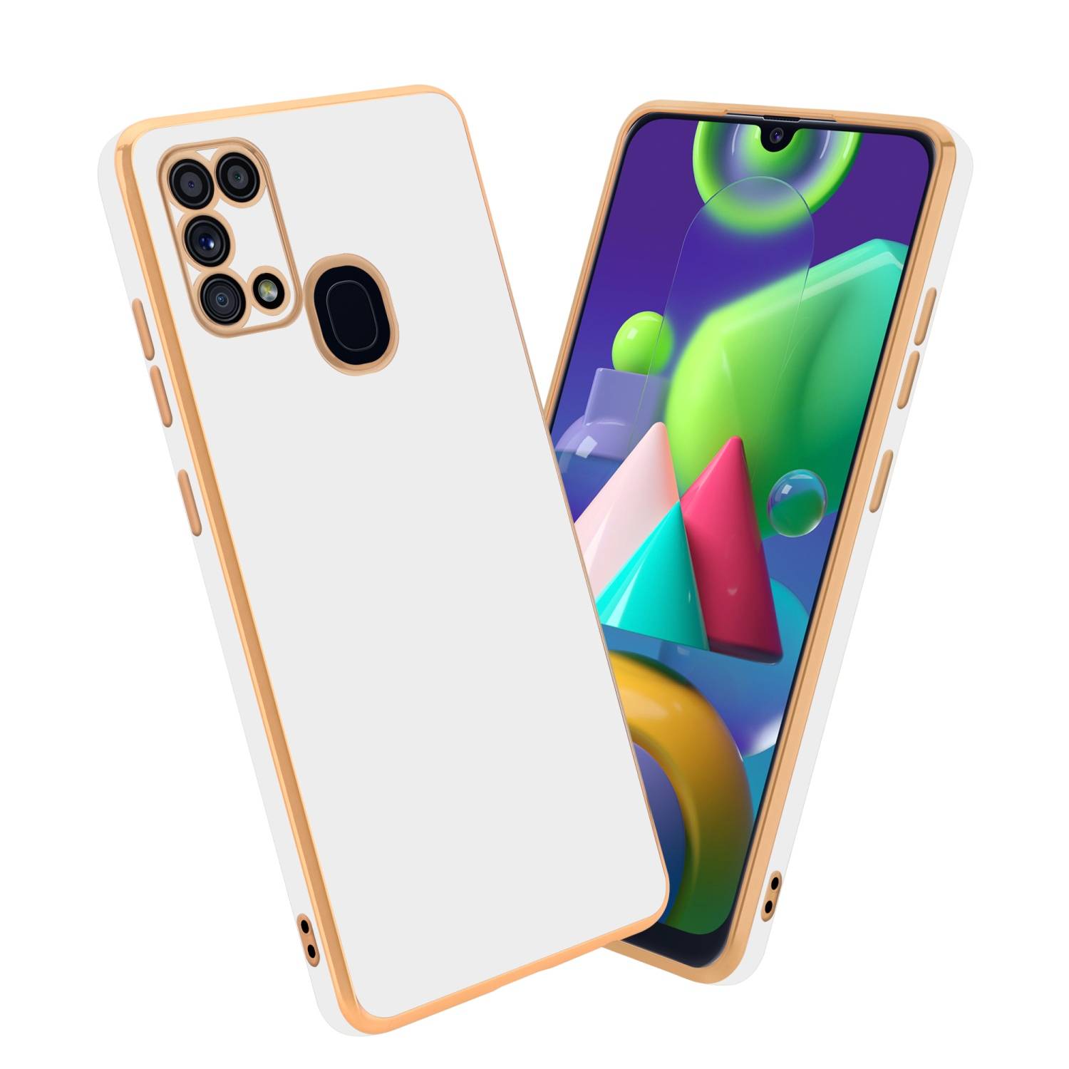 Cadorabo Schutzhülle für Samsung Galaxy M31 Hülle in Weiß Handyhülle TPU Silikon Kameraschutz Etui Case