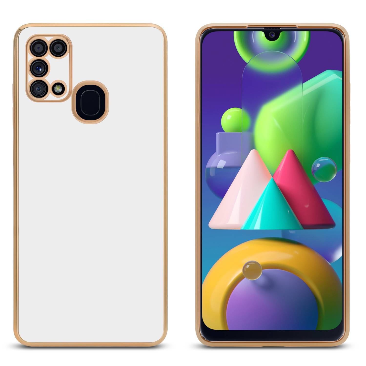 Cadorabo Schutzhülle für Samsung Galaxy M31 Hülle in Weiß Handyhülle TPU Silikon Kameraschutz Etui Case