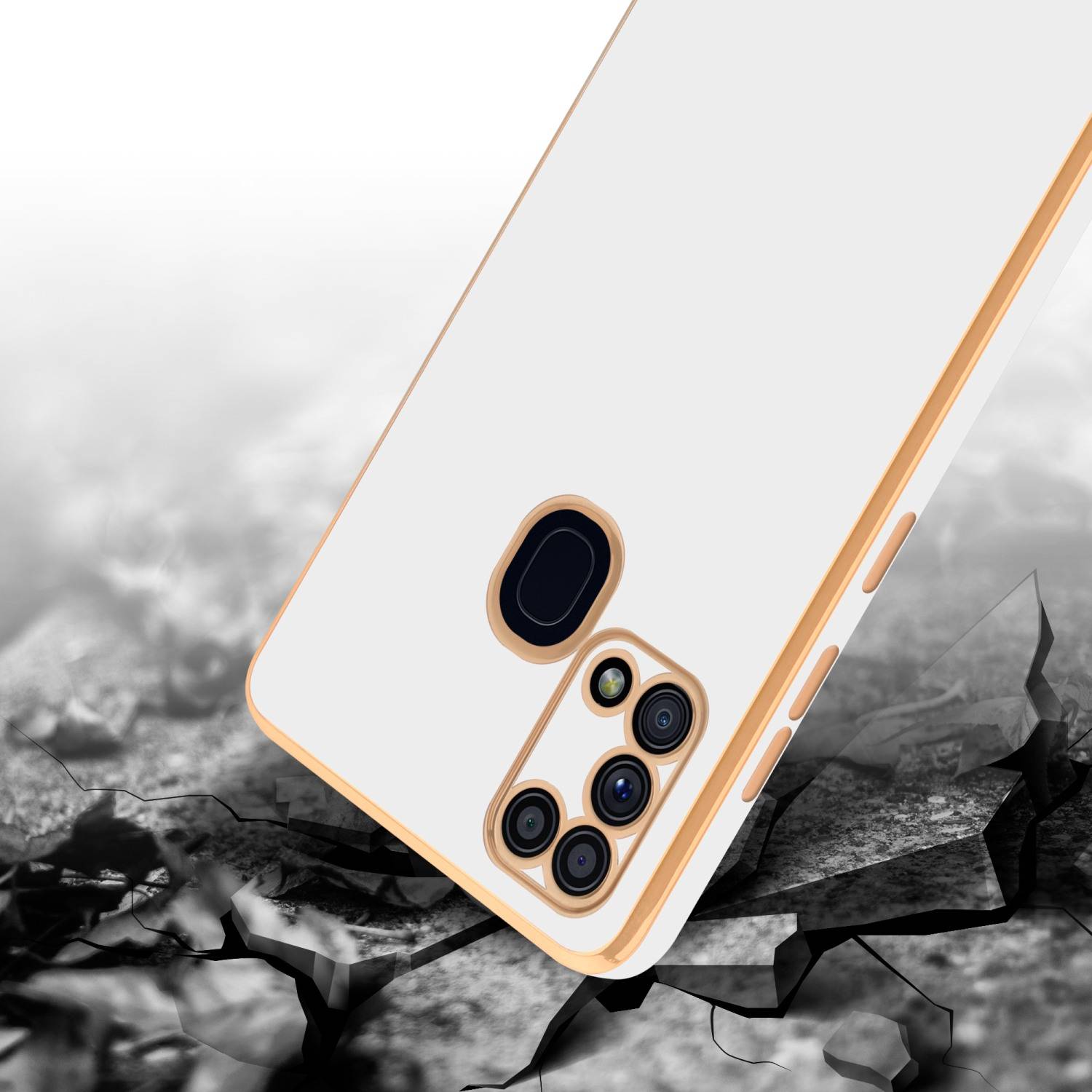 Cadorabo Schutzhülle für Samsung Galaxy M31 Hülle in Weiß Handyhülle TPU Silikon Kameraschutz Etui Case