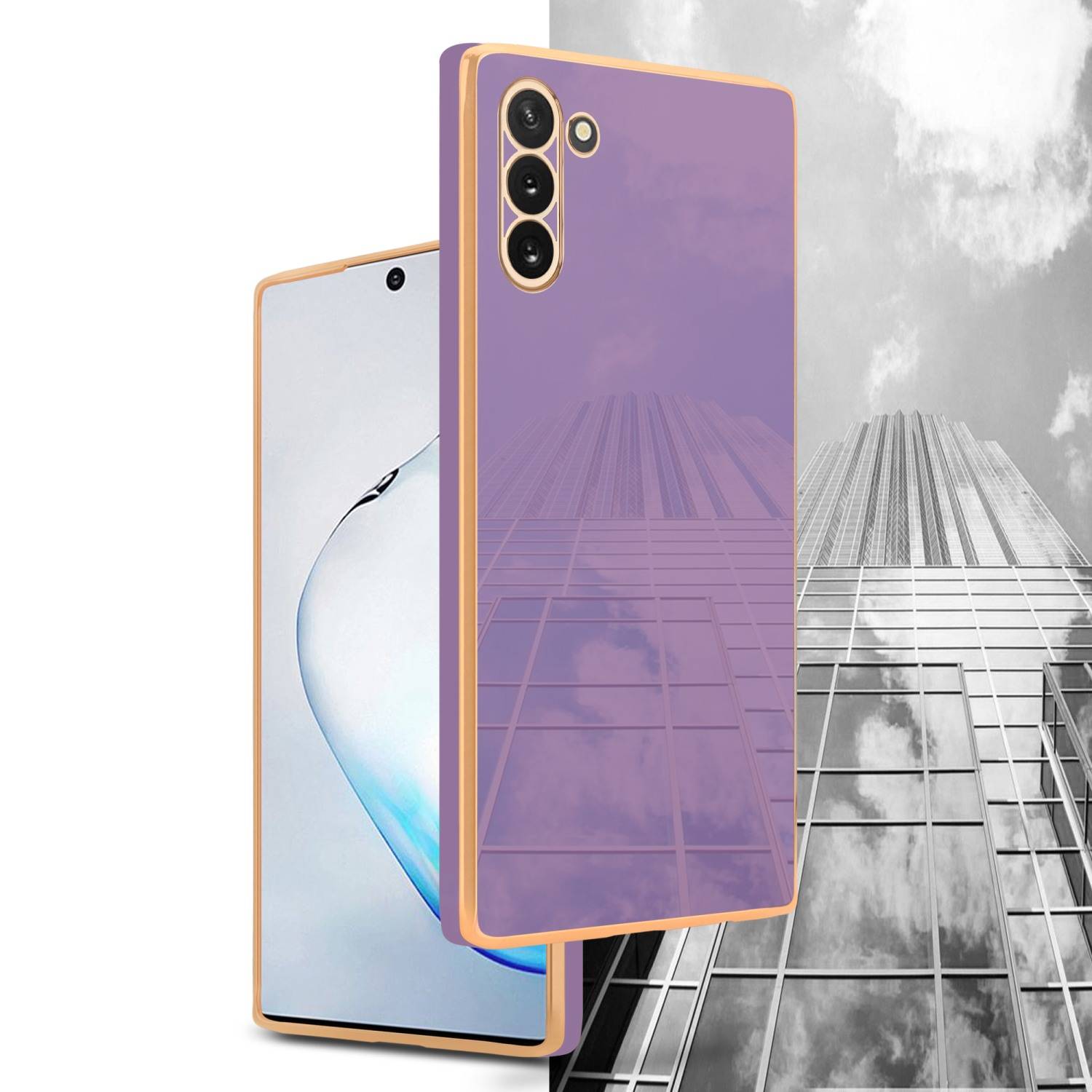 Cadorabo Schutzhülle für Samsung Galaxy NOTE 10 Hülle in Lila Handyhülle TPU Silikon Kameraschutz Etui Case