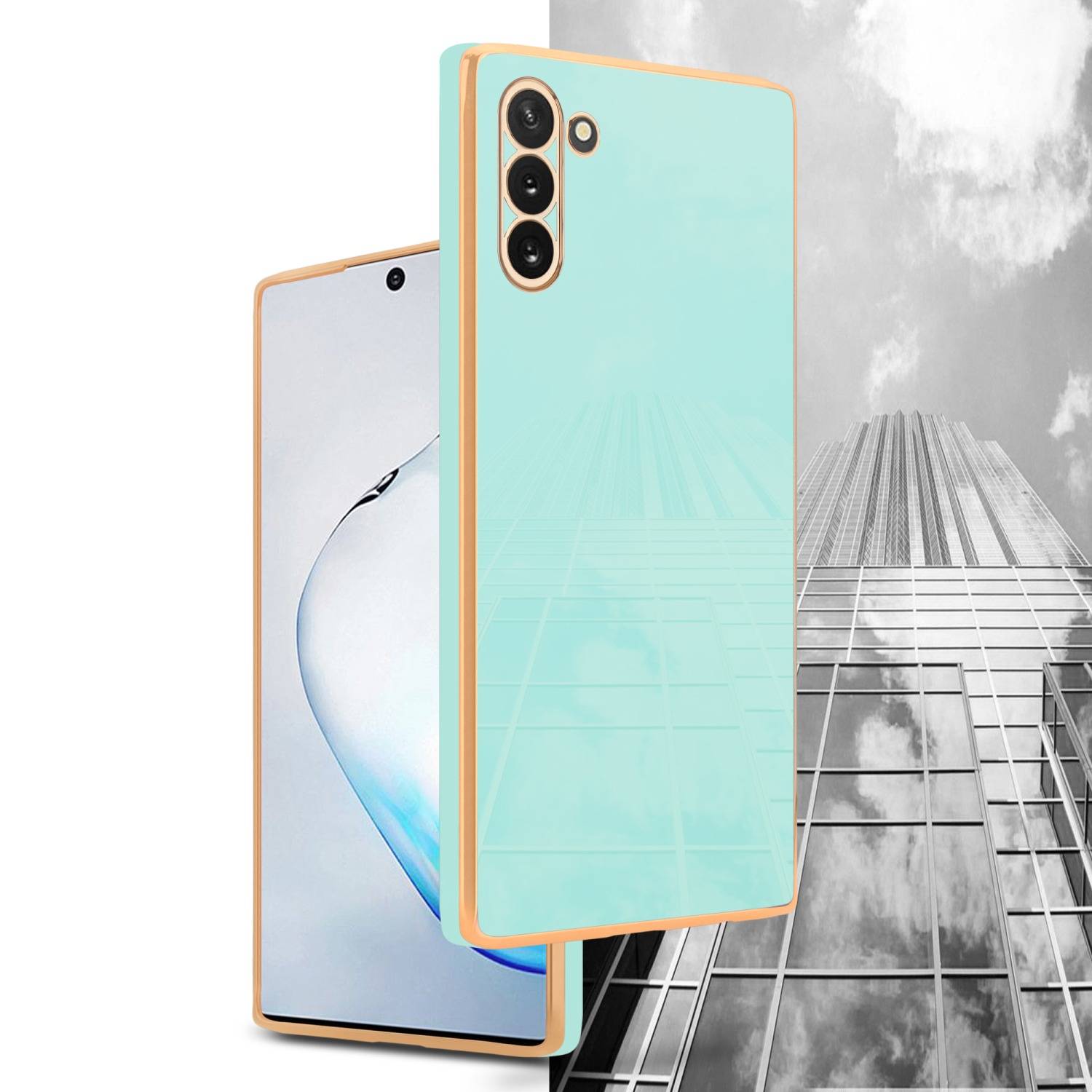 Cadorabo Schutzhülle für Samsung Galaxy NOTE 10 Hülle in Grün Handyhülle TPU Silikon Kameraschutz Etui Case