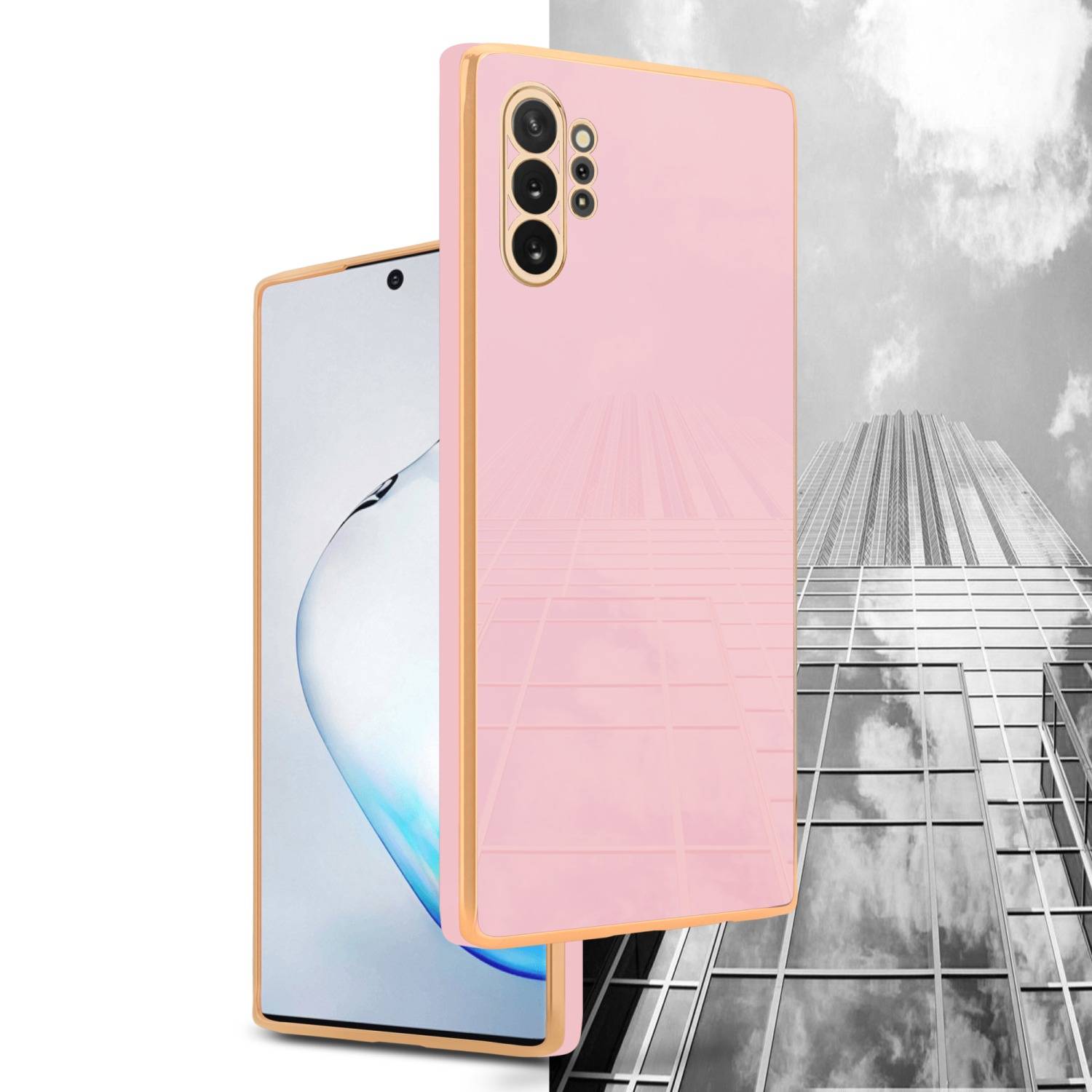 Cadorabo Schutzhülle für Samsung Galaxy NOTE 10 PLUS Hülle in Rosa Handyhülle TPU Silikon Kameraschutz Etui Case
